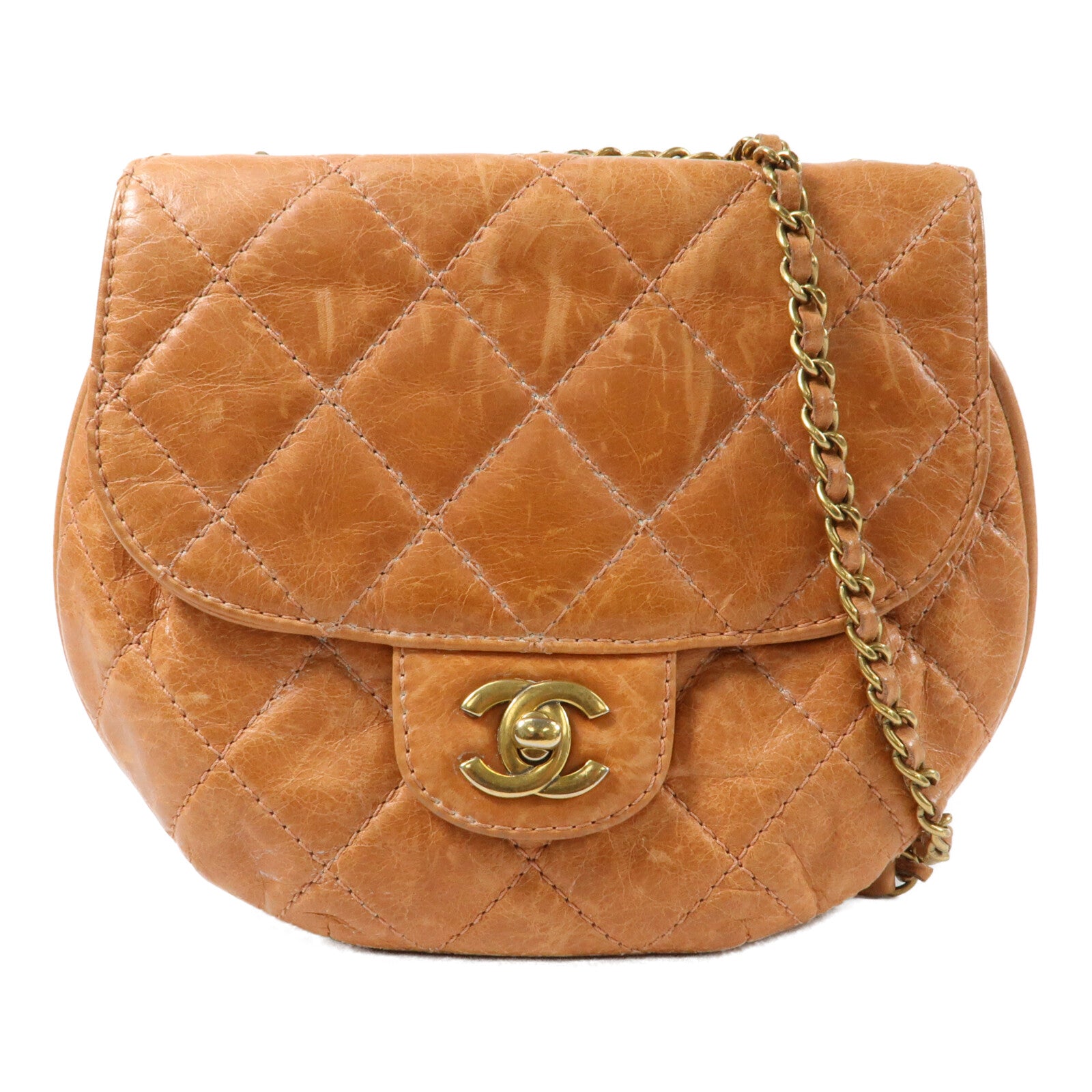 CHANEL 牛皮皮革Shoulder Bag金扣鏈帶肩背袋
