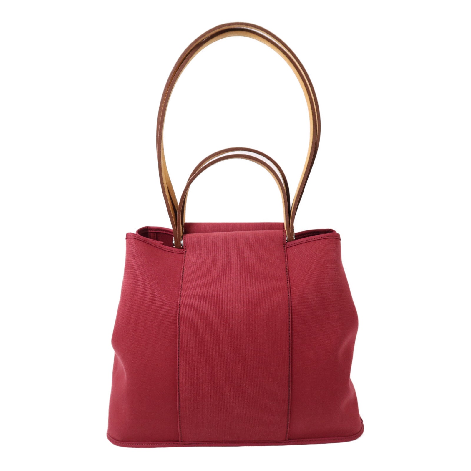 HERMES 帆布Cabag PM銀扣手挽肩背兩用袋Ruby