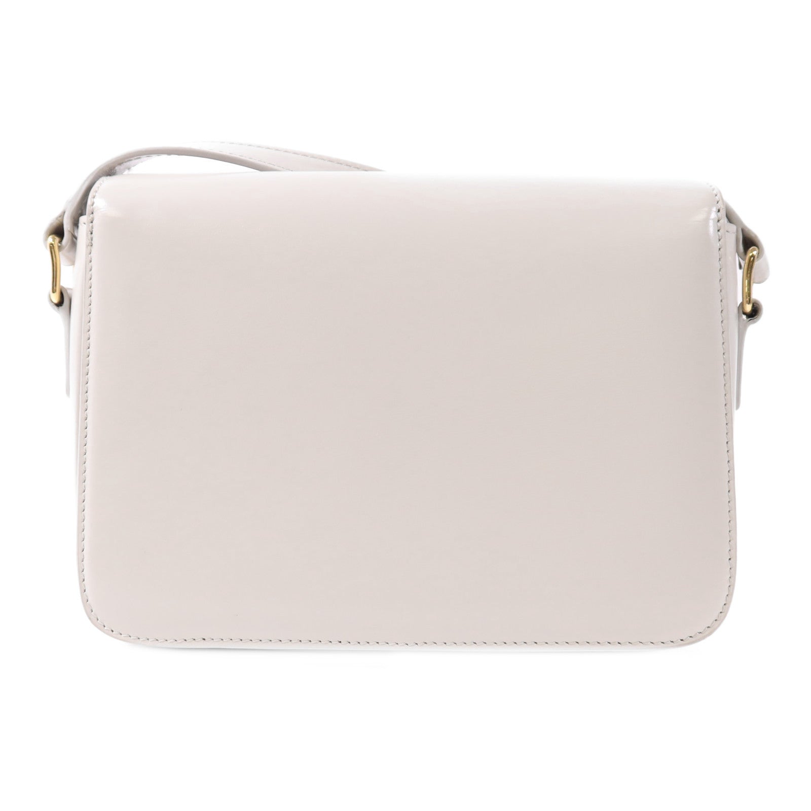 CELINE GHW Teen Triomphe Shoulder Bag Calfskin Leather Light Grey