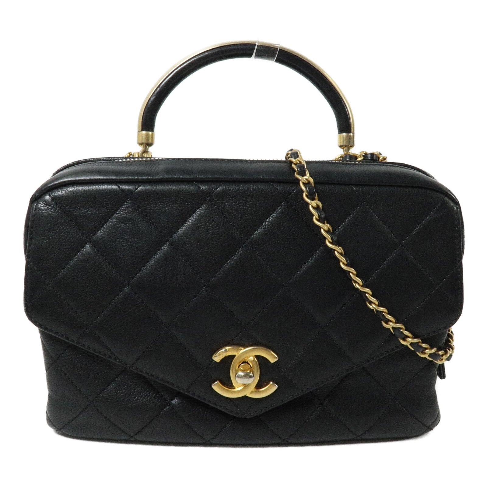 CHANEL 羊皮皮革Chain Shoulder With Handle鏈帶手挽肩背兩用袋
