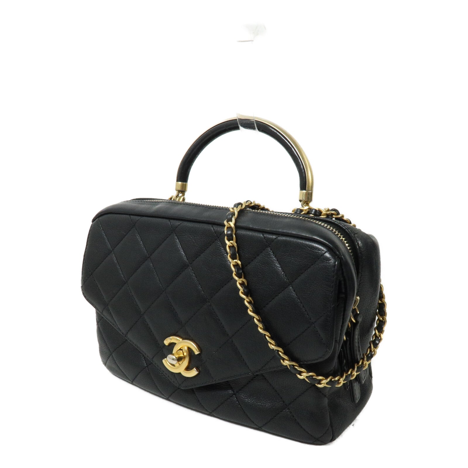 CHANEL 羊皮皮革Chain Shoulder With Handle鏈帶手挽肩背兩用袋
