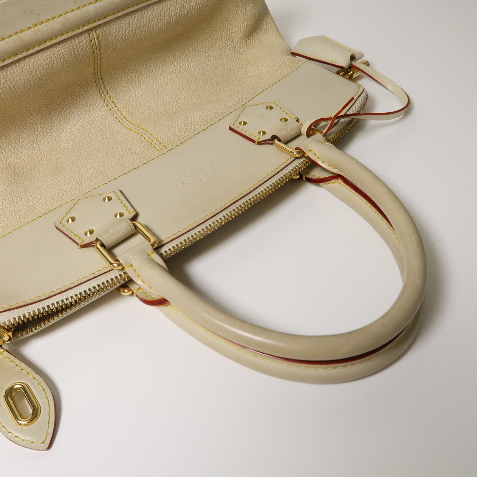 LOUIS VUITTON LV GHW Lockit PM Handbag Suhali Leather M91887 Beige