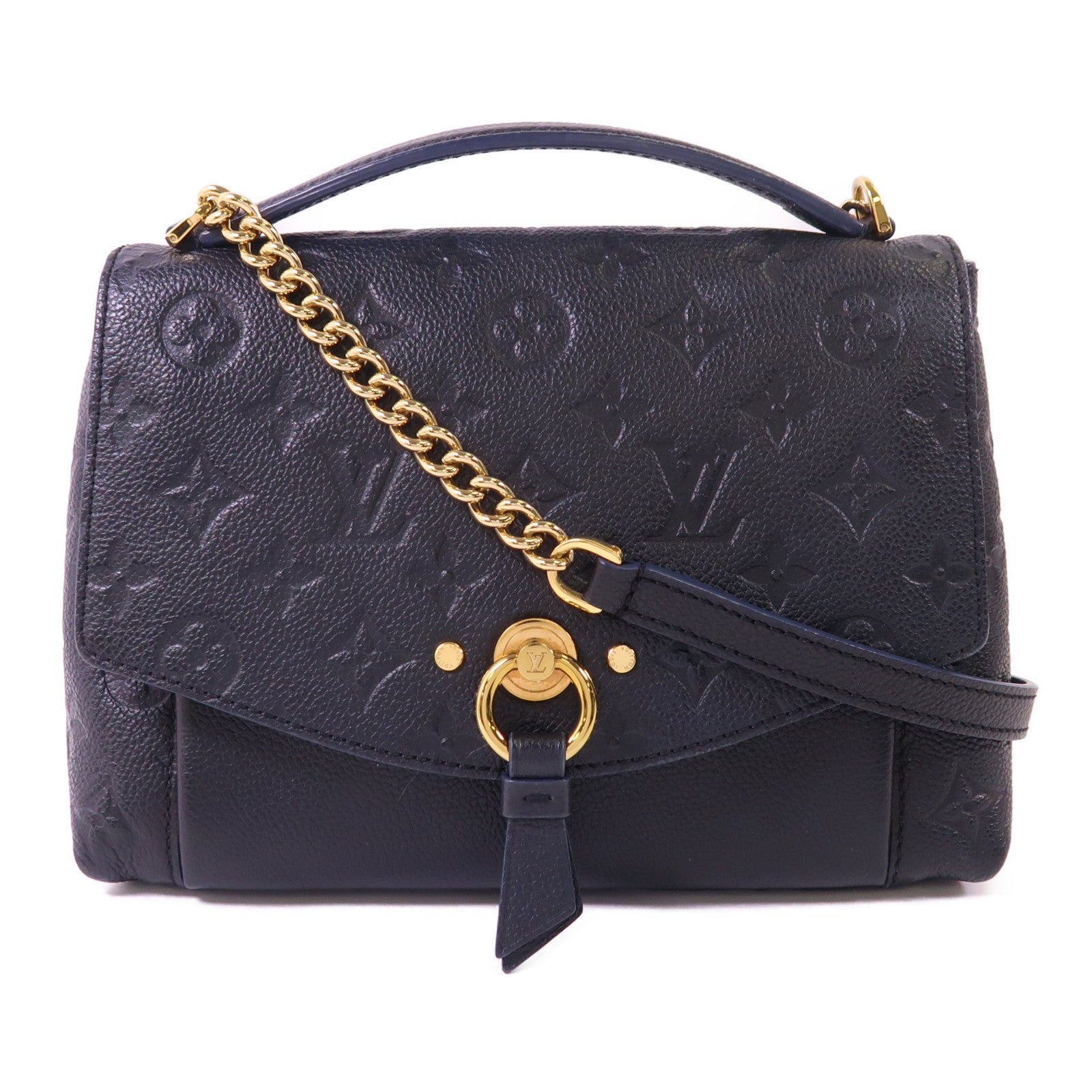 LOUIS VUITTON Monogram Empreinte Blanche BB金扣手挽肩背兩用袋