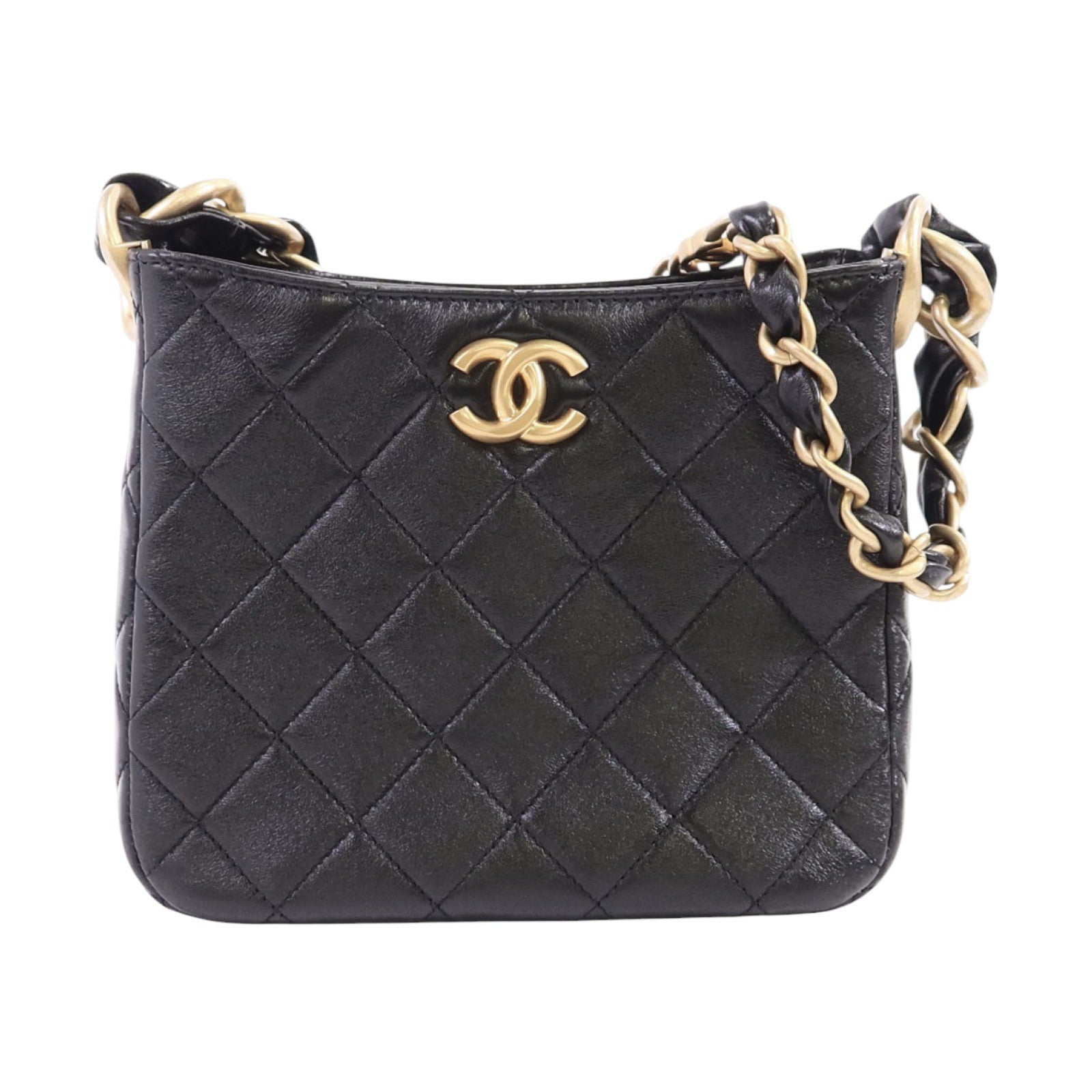 CHANEL 【激減優惠】羊皮皮革Hobo Bag金扣鏈帶肩背袋