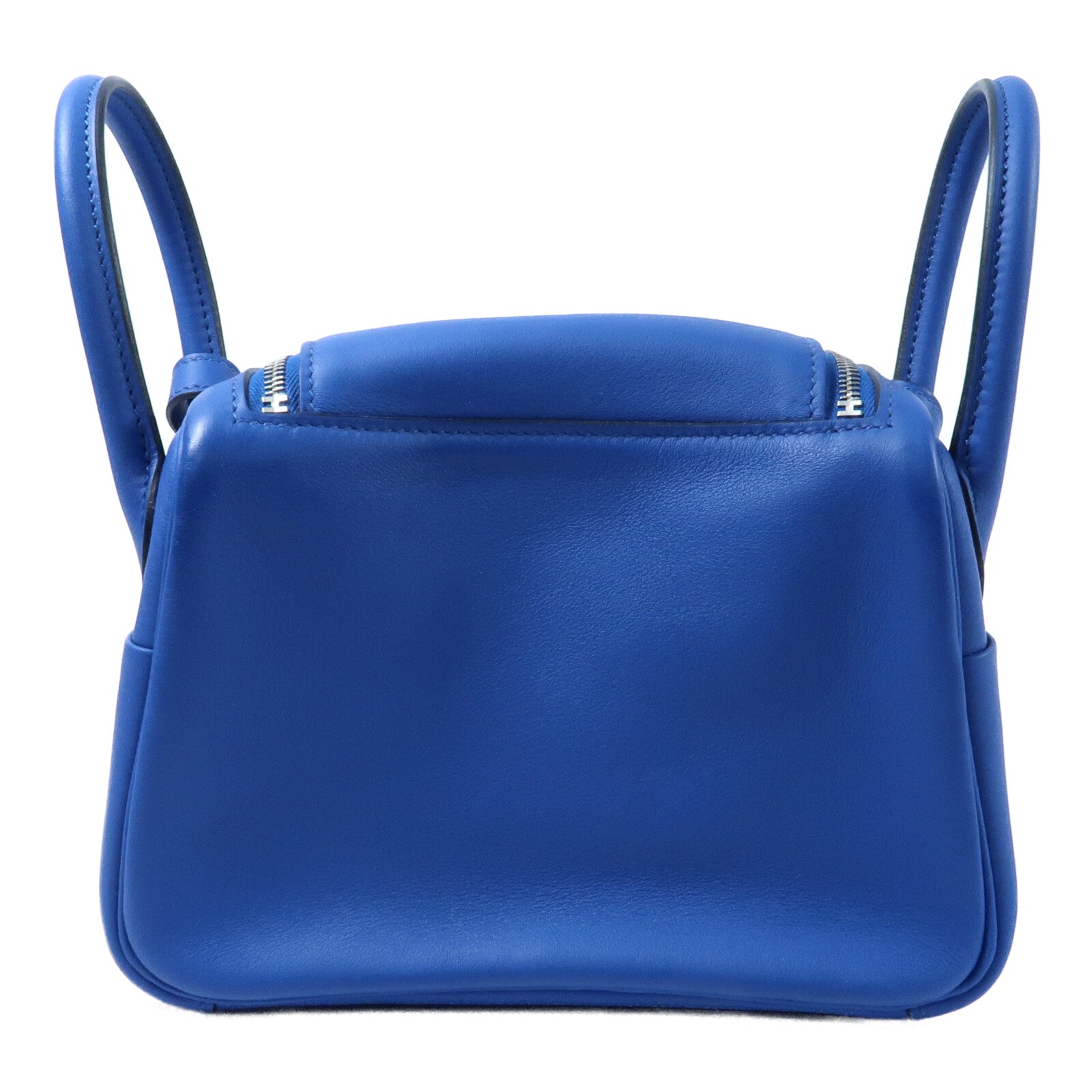 HERMES Swift皮革Mini Lindy銀扣手挽肩背兩用袋Bleu Royal/Bleu Saphir
