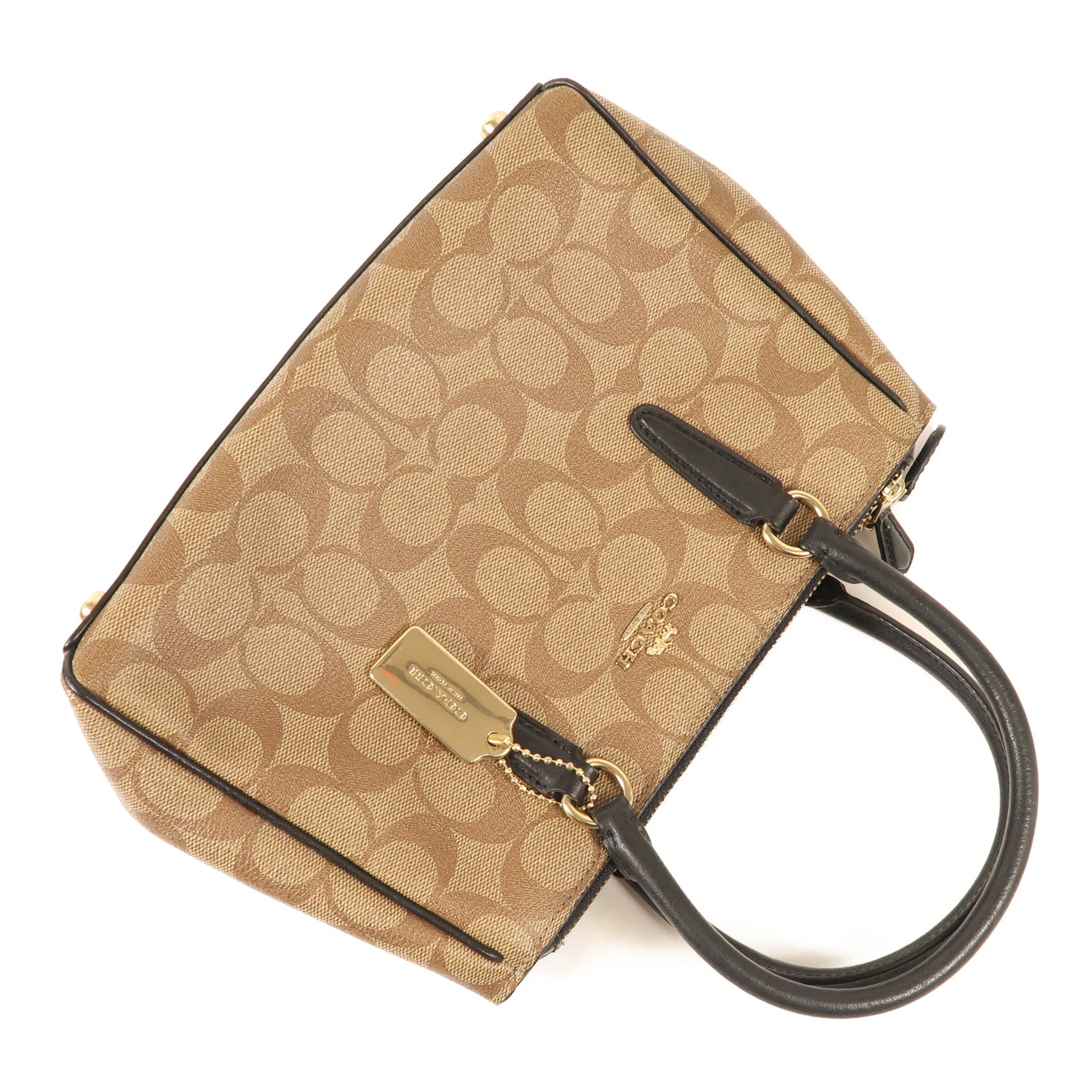 COACH 塗層帆布Shoulder Bag金扣手挽肩背兩用袋