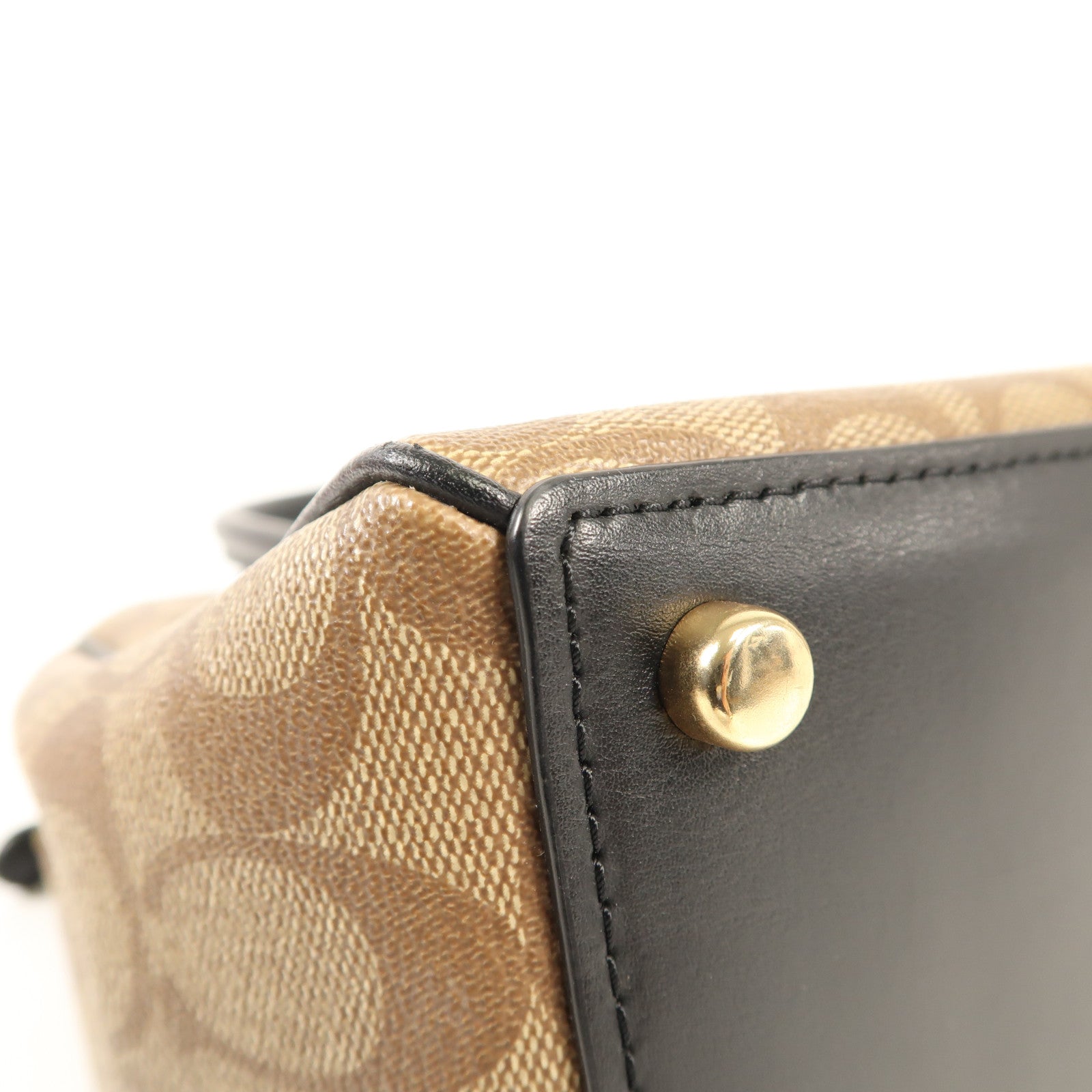 COACH 塗層帆布Shoulder Bag金扣手挽肩背兩用袋