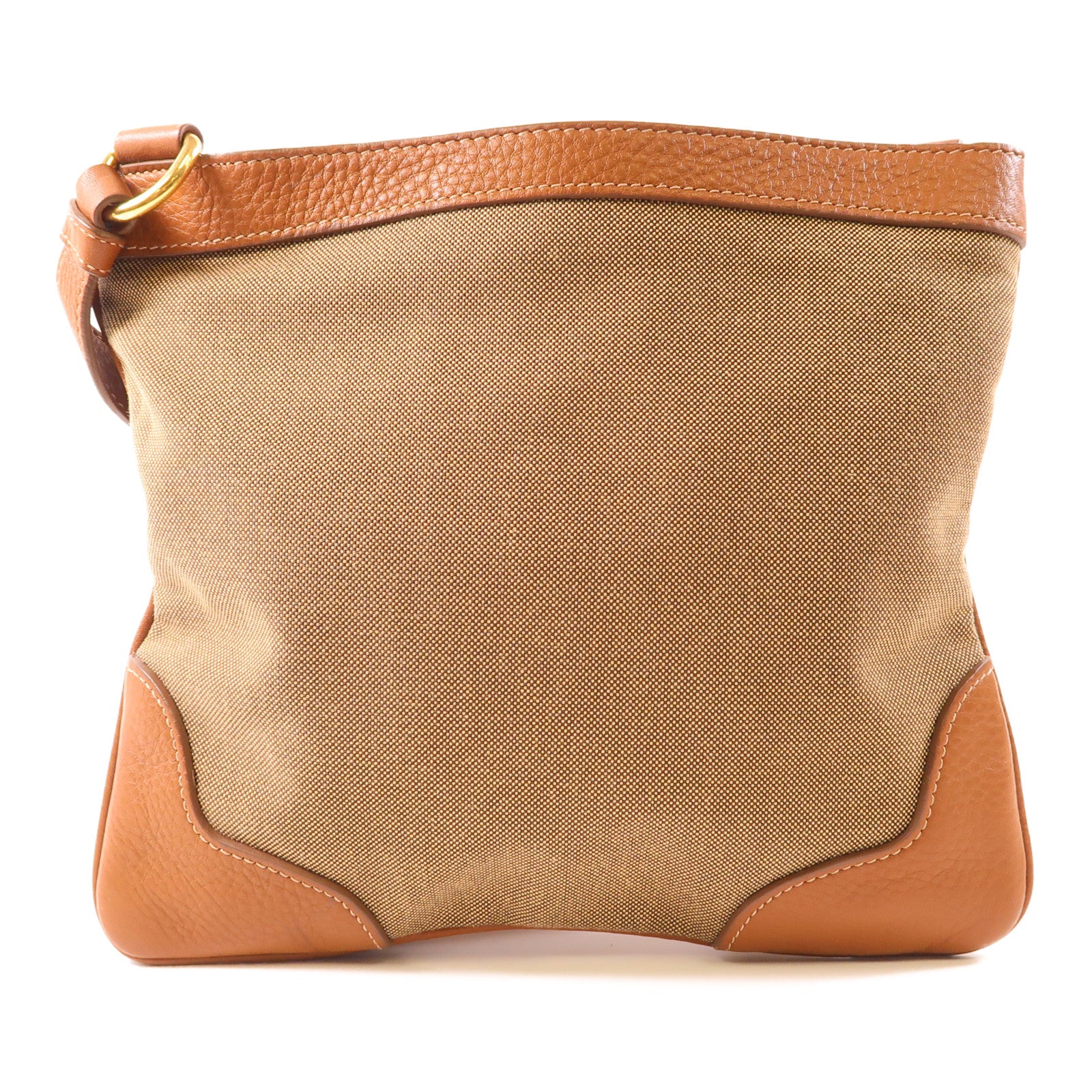 PRADA GHW Shoulder Bag Canvas Brown