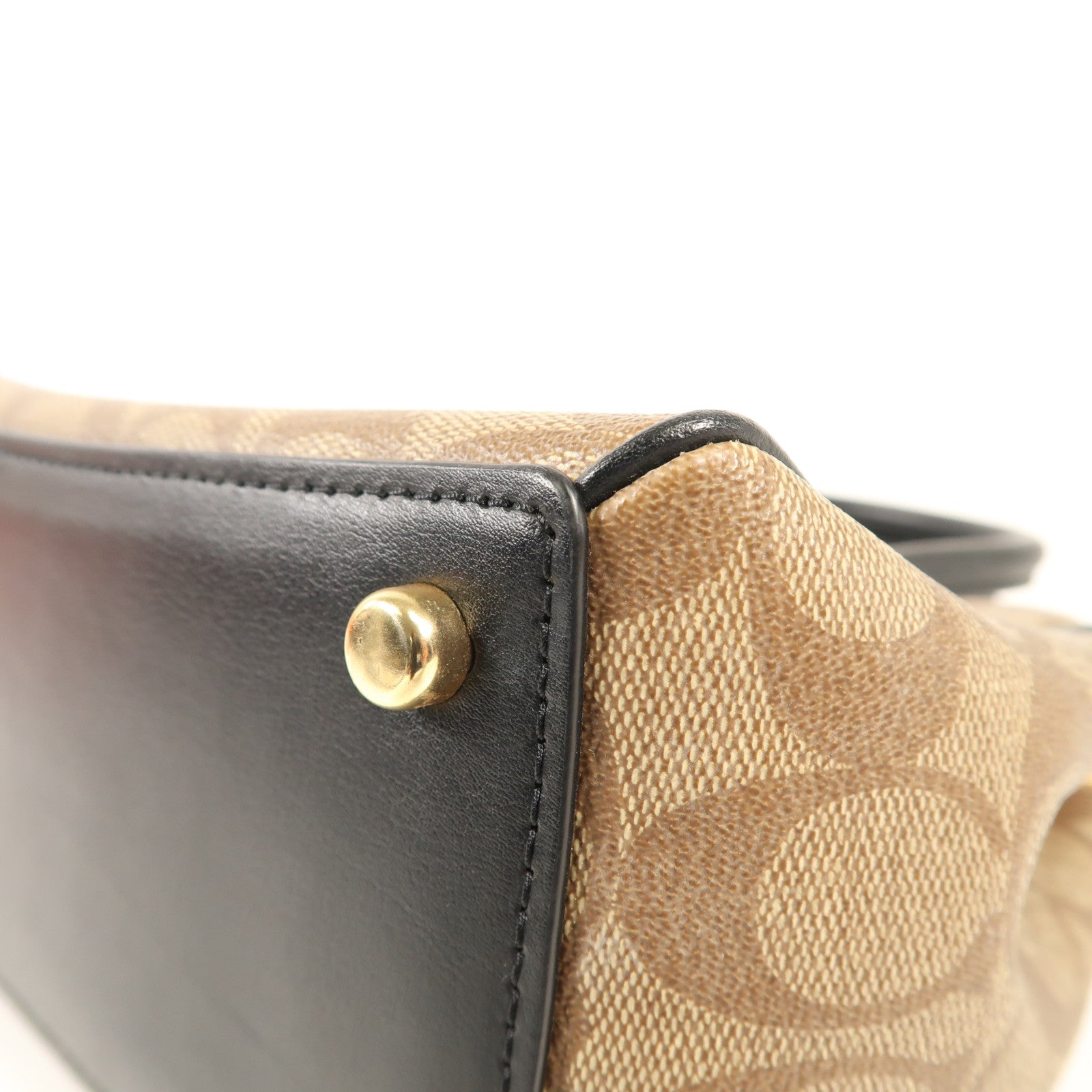 COACH 塗層帆布Shoulder Bag金扣手挽肩背兩用袋