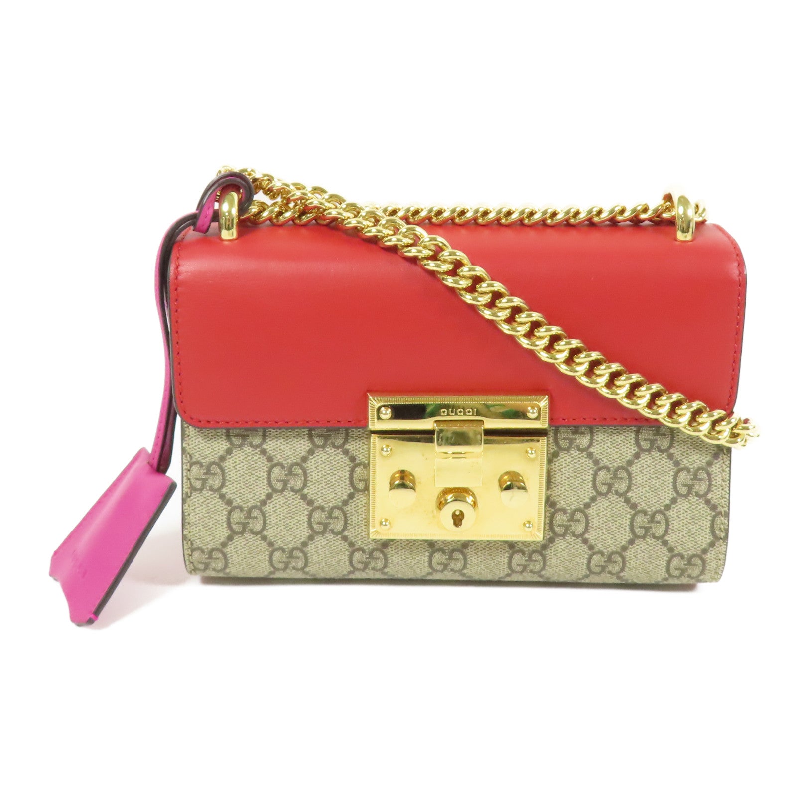 GUCCI 塗層帆布Paddle Lock Small金扣肩背袋