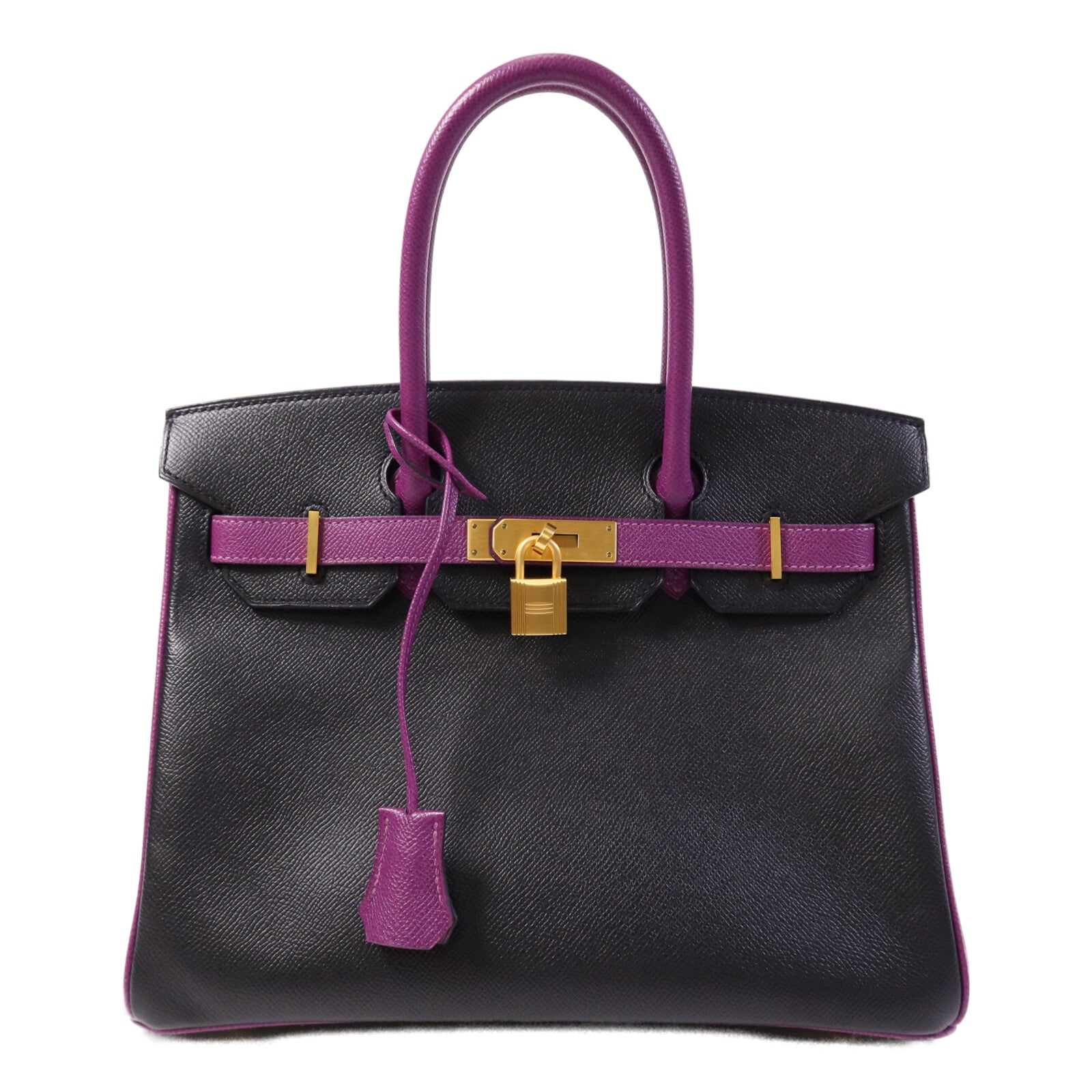 HERMES Epsom皮革Birkin 30金扣手挽袋Anemore/Noir