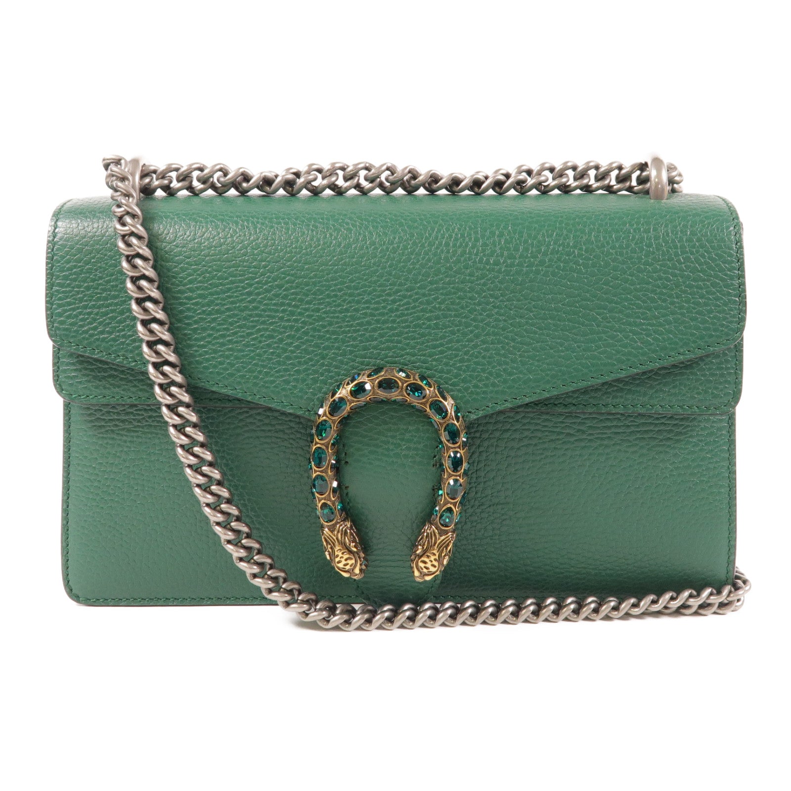 GUCCI GG GHW Diouysys Chain Shoulder Bag Calfskin Leather 400249 Green