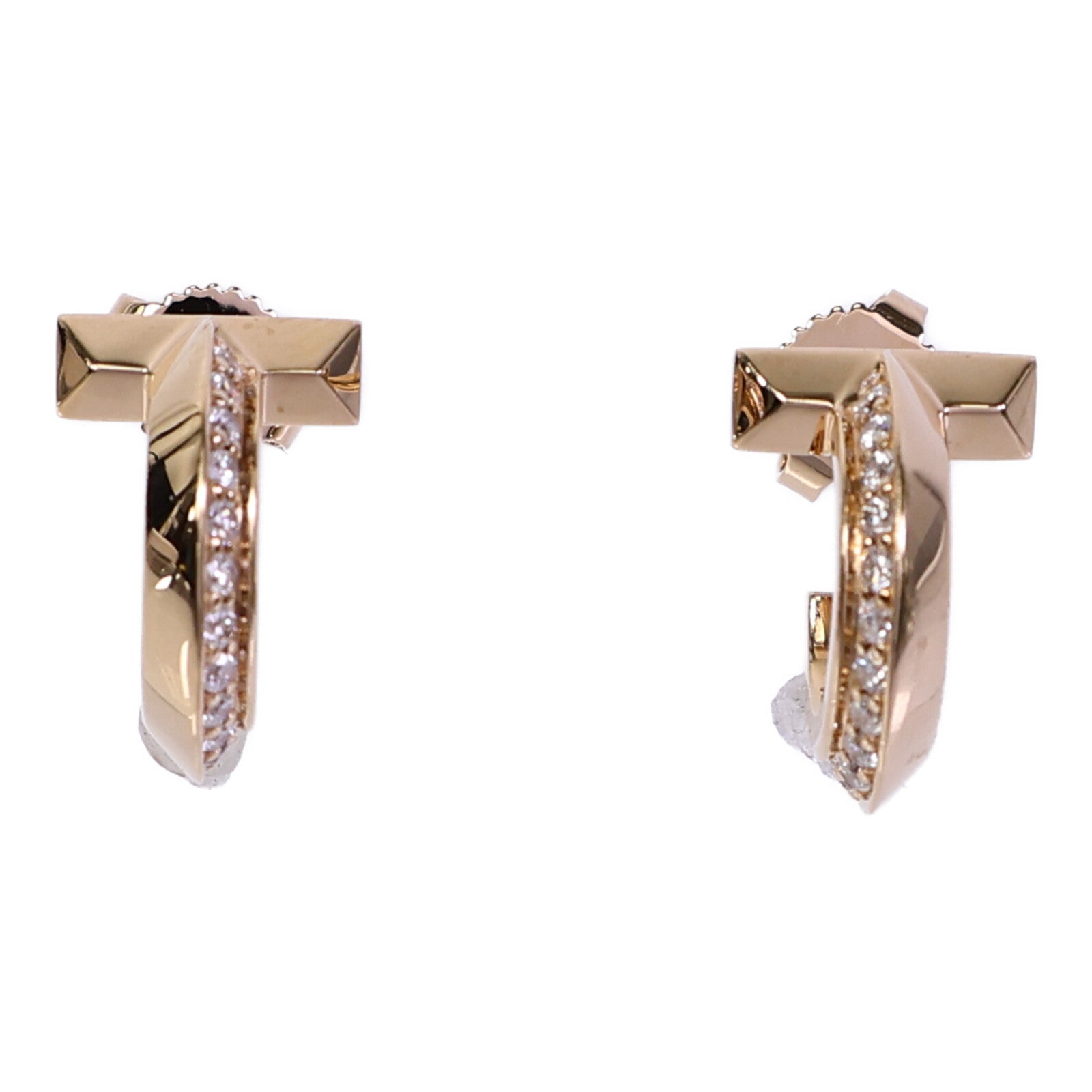 TIFFANY&CO 18K玫瑰金T1 Earrings鑽石耳環