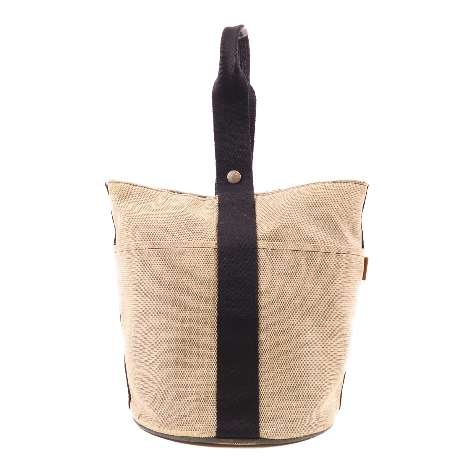 HERMES PHW Saxo MM Handbag Canvas Grey/Black