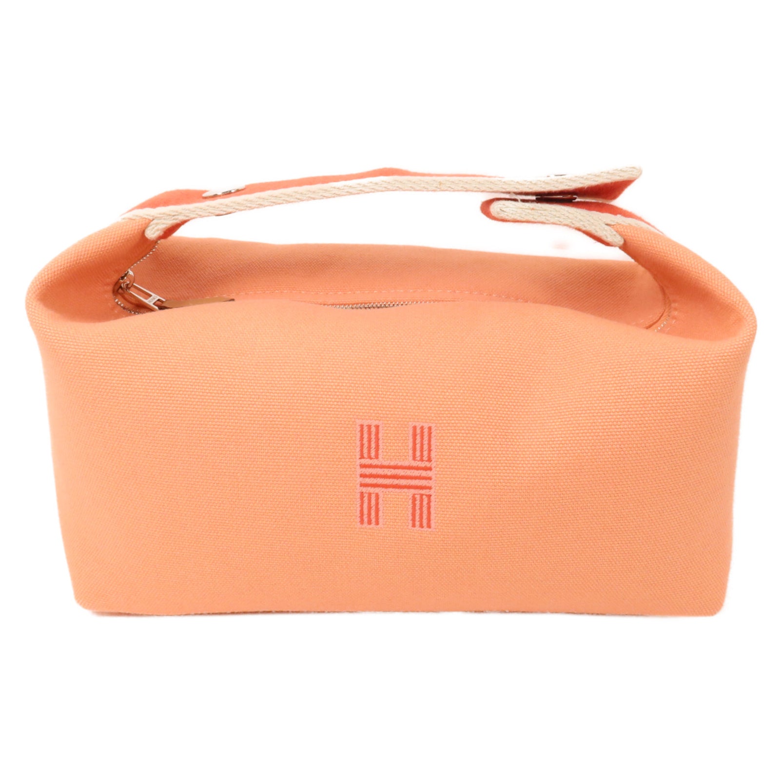 HERMES 帆布Bride a Brac PM手挽袋Goyave/White