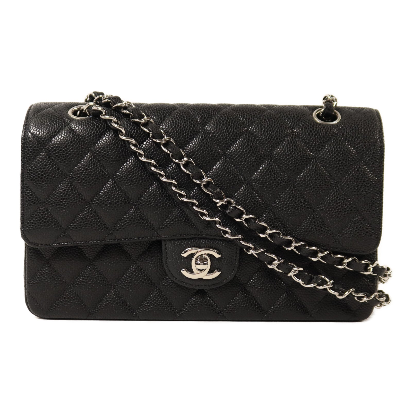 CHANEL 牛皮皮革Classic 25銀扣鏈帶肩背袋