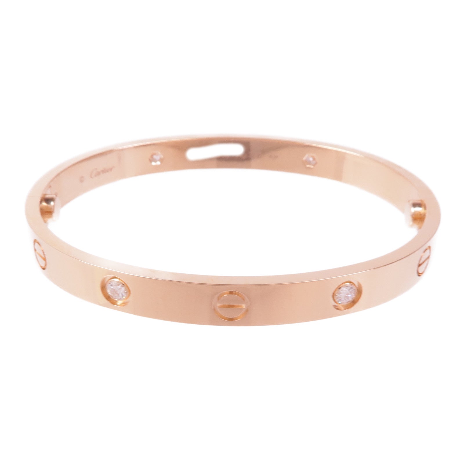 CARTIER 18K玫瑰金Love Bracelet 4P Diamond鑽石手鐲Cartier#17