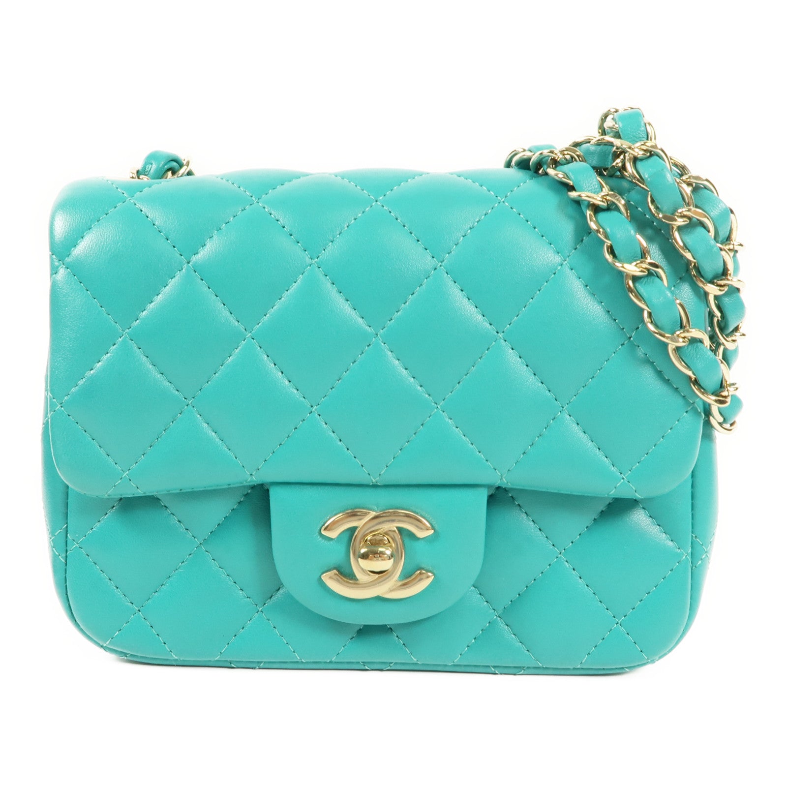 CHANEL 牛皮皮革Mini Classic 17金扣鏈帶肩背袋