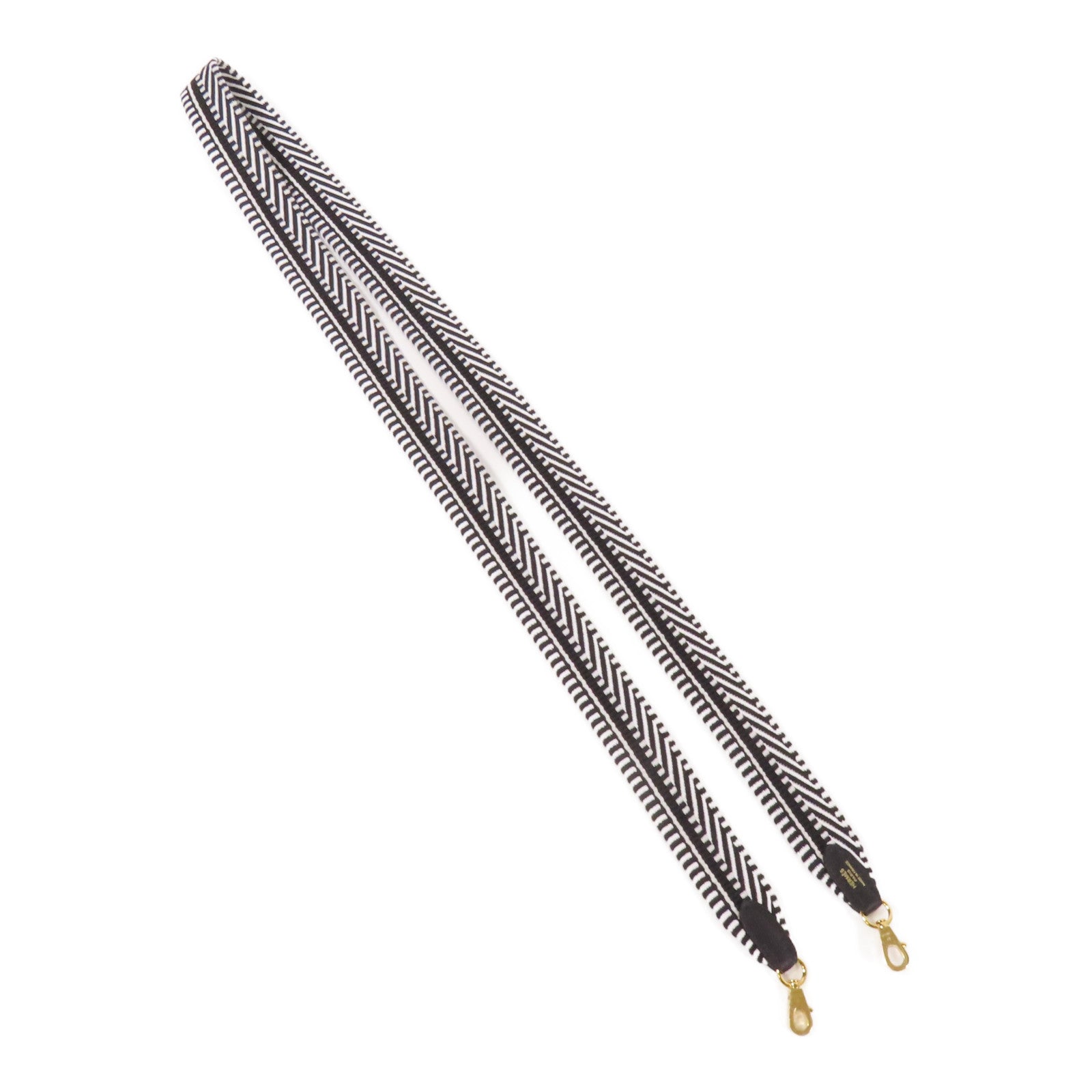 HERMES 帆布Strap金扣肩背帶Noir/White