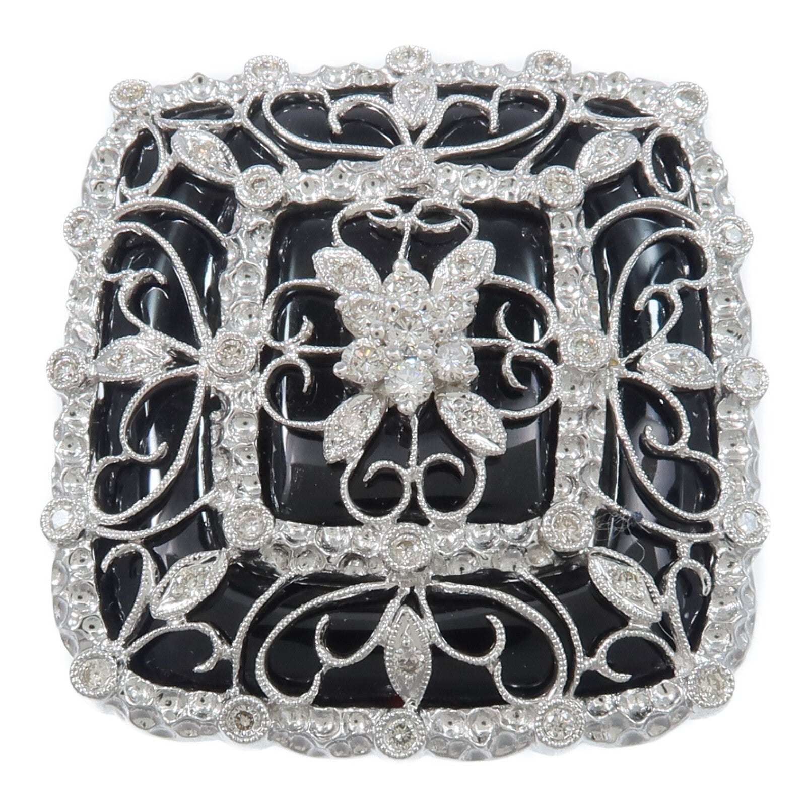 JEWELRY 18K白金Onyx Diamond Brooch縞瑪瑙/鑽石胸針