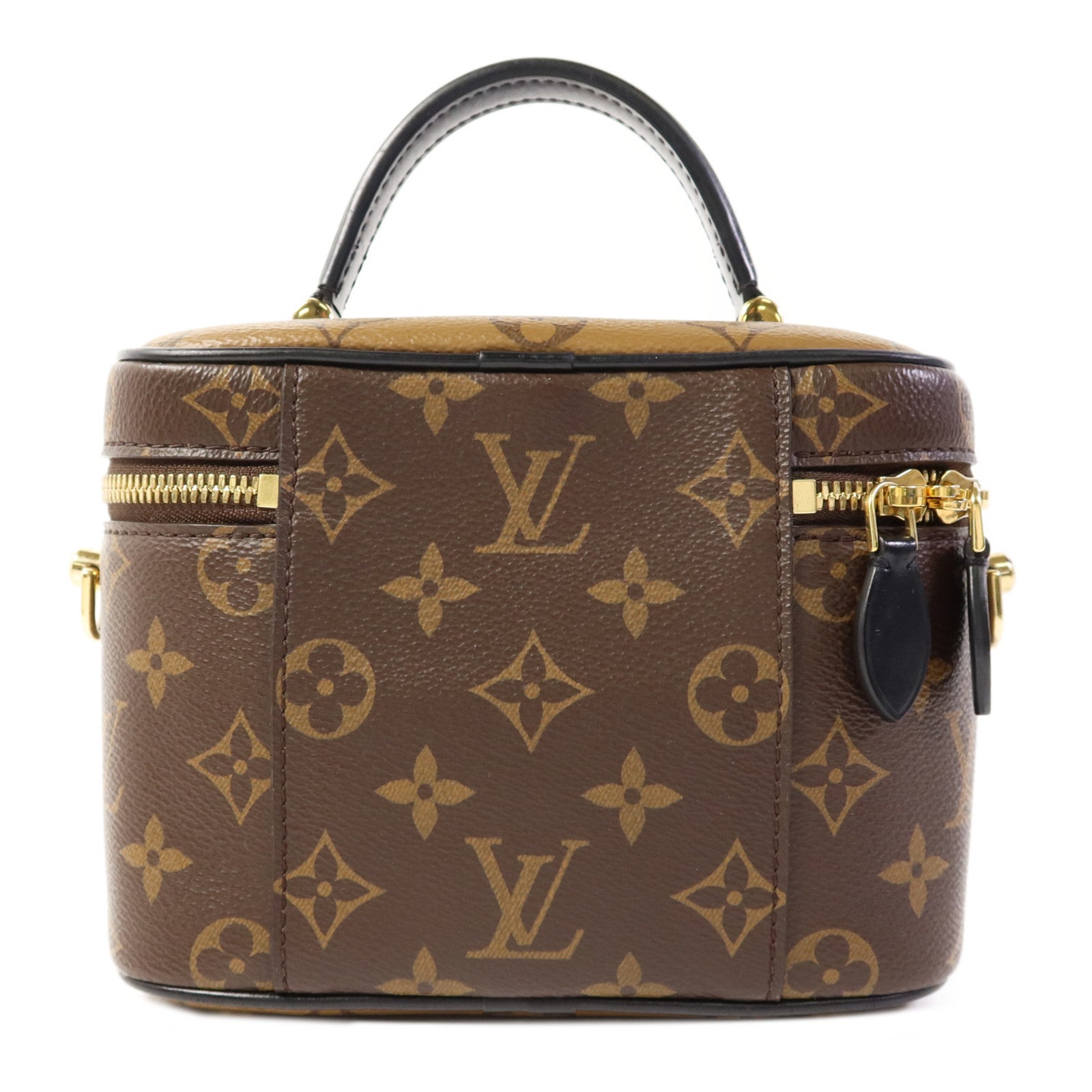 LOUIS VUITTON Monogram Reverse Vanity PM金扣手挽肩背兩用袋棕色