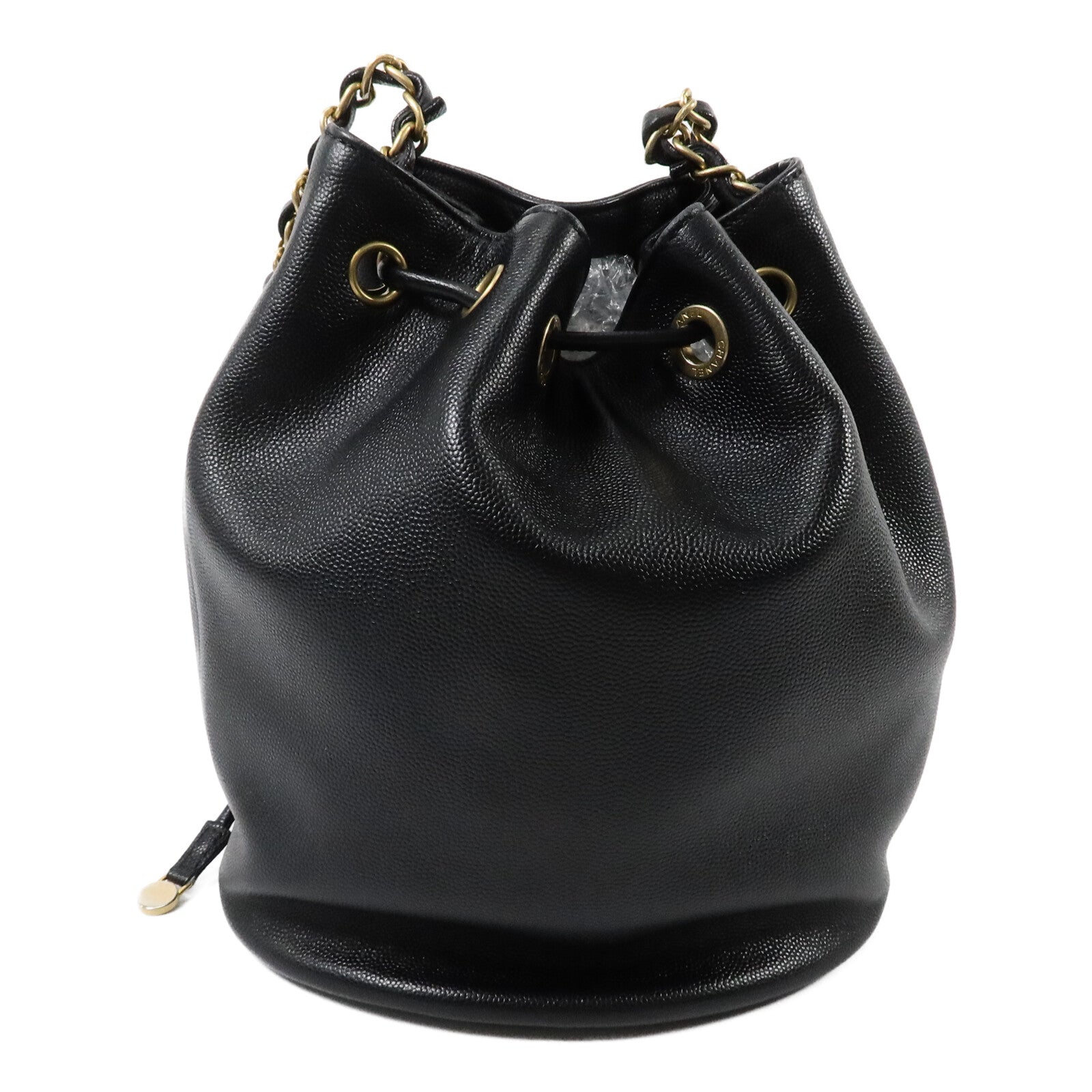 CHANEL 牛皮皮革Drawstring Bucket鏈帶肩背袋