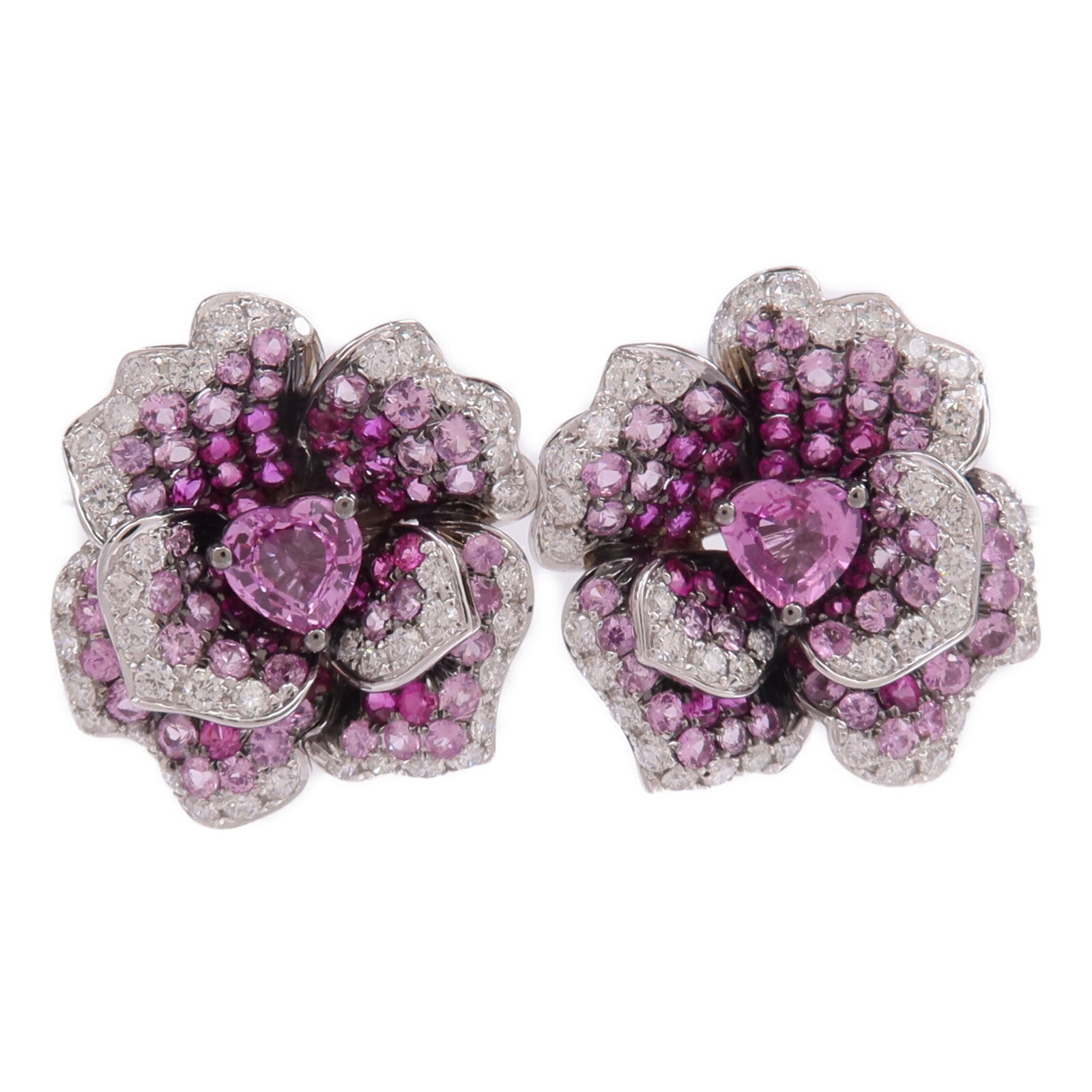 JEWELRY 18K白金Sapphire Diamond Earrings粉紅色藍寶石/鑽石耳環