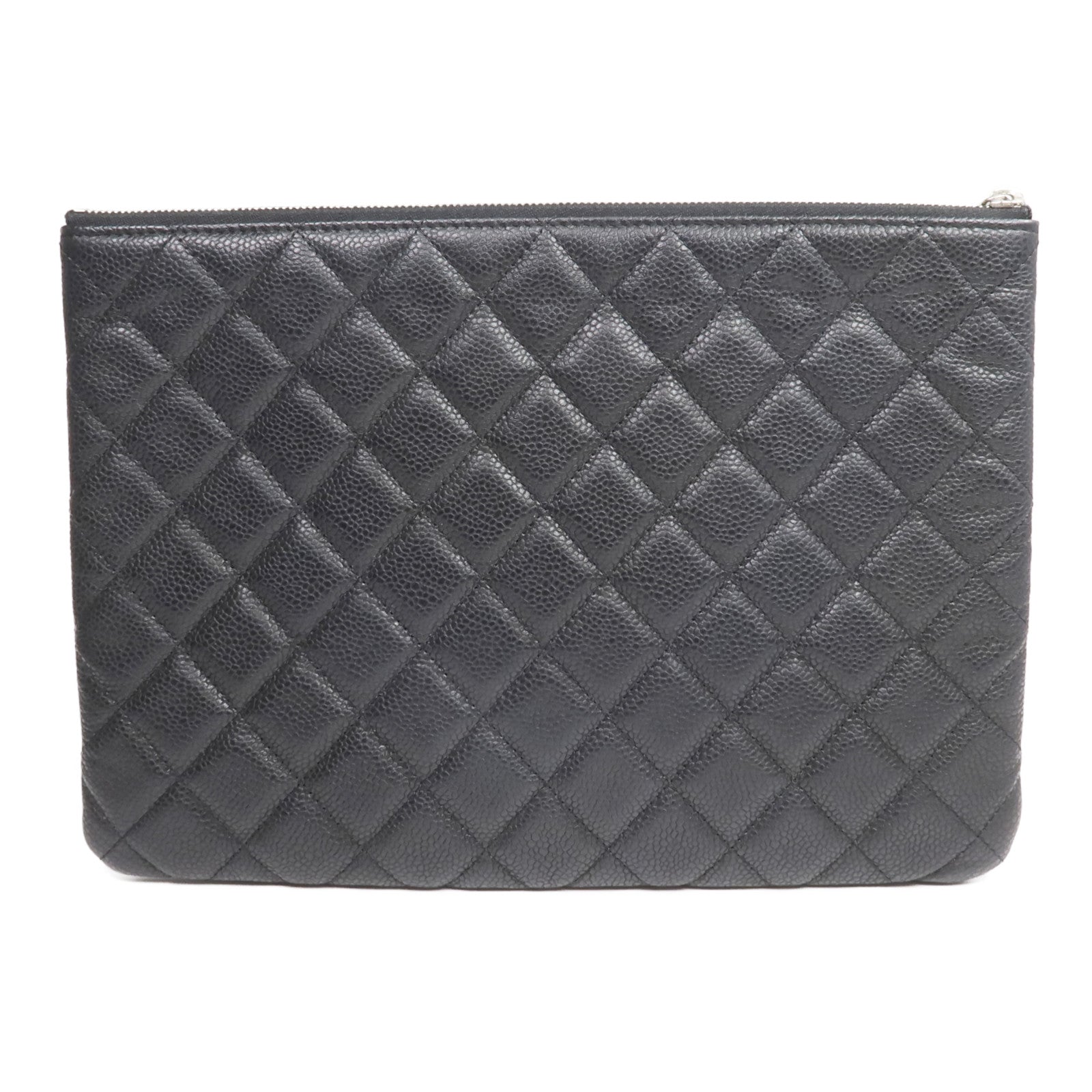 CHANEL 牛皮皮革Pouch銀扣手拿包