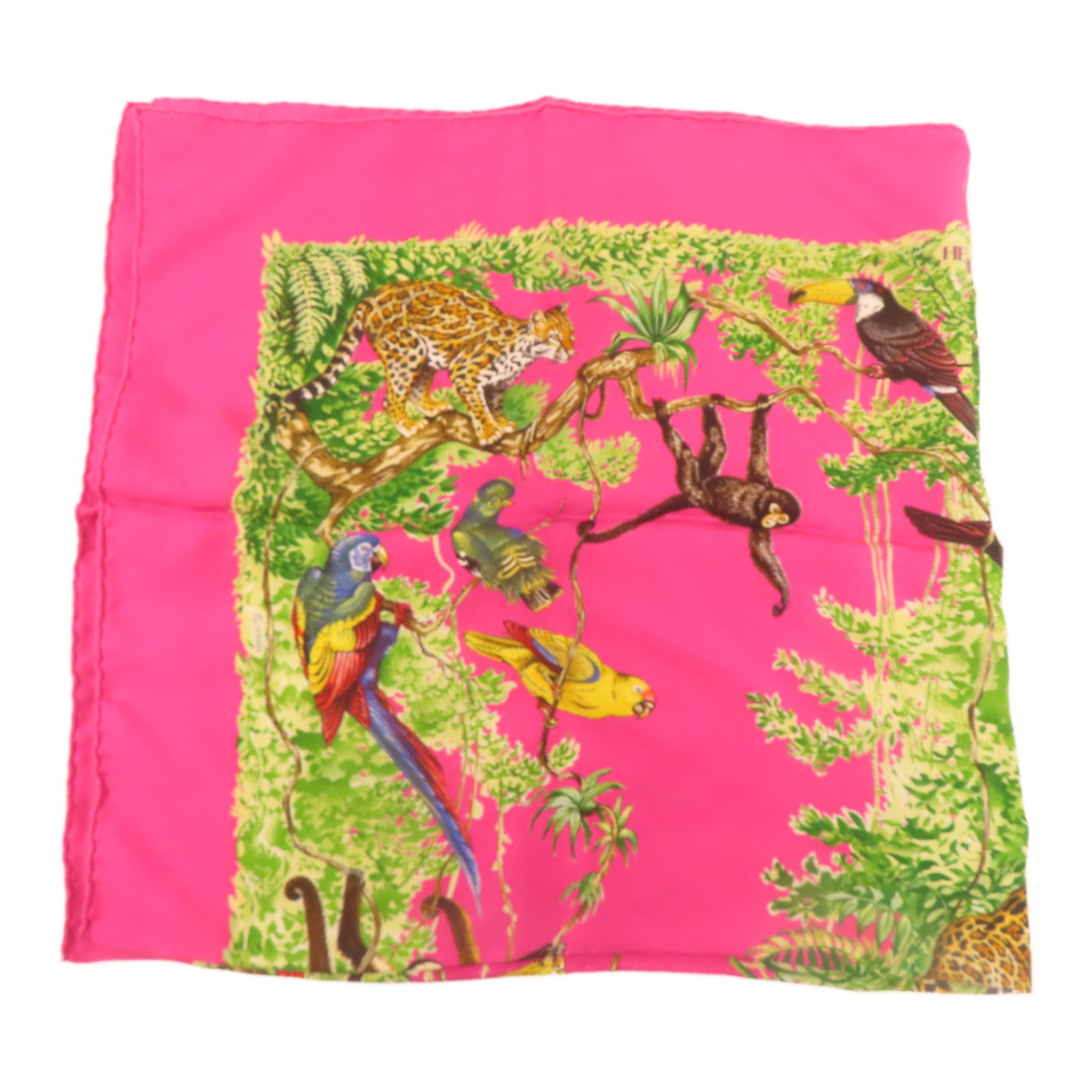 HERMES Scarf 90x90 Silk Pink