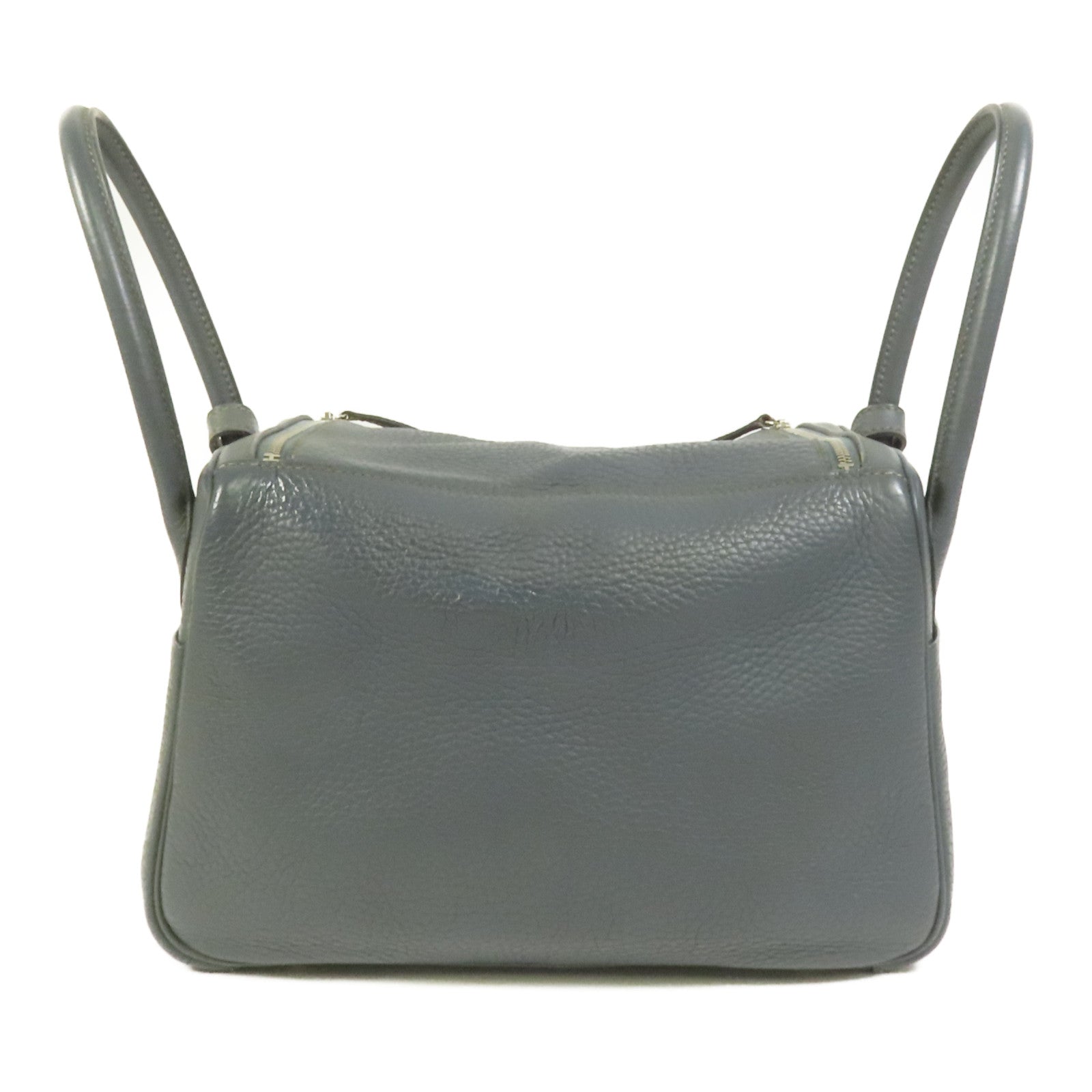 HERMES Clemence皮革Lindy 26銀扣手挽肩背兩用袋Bleu Orage