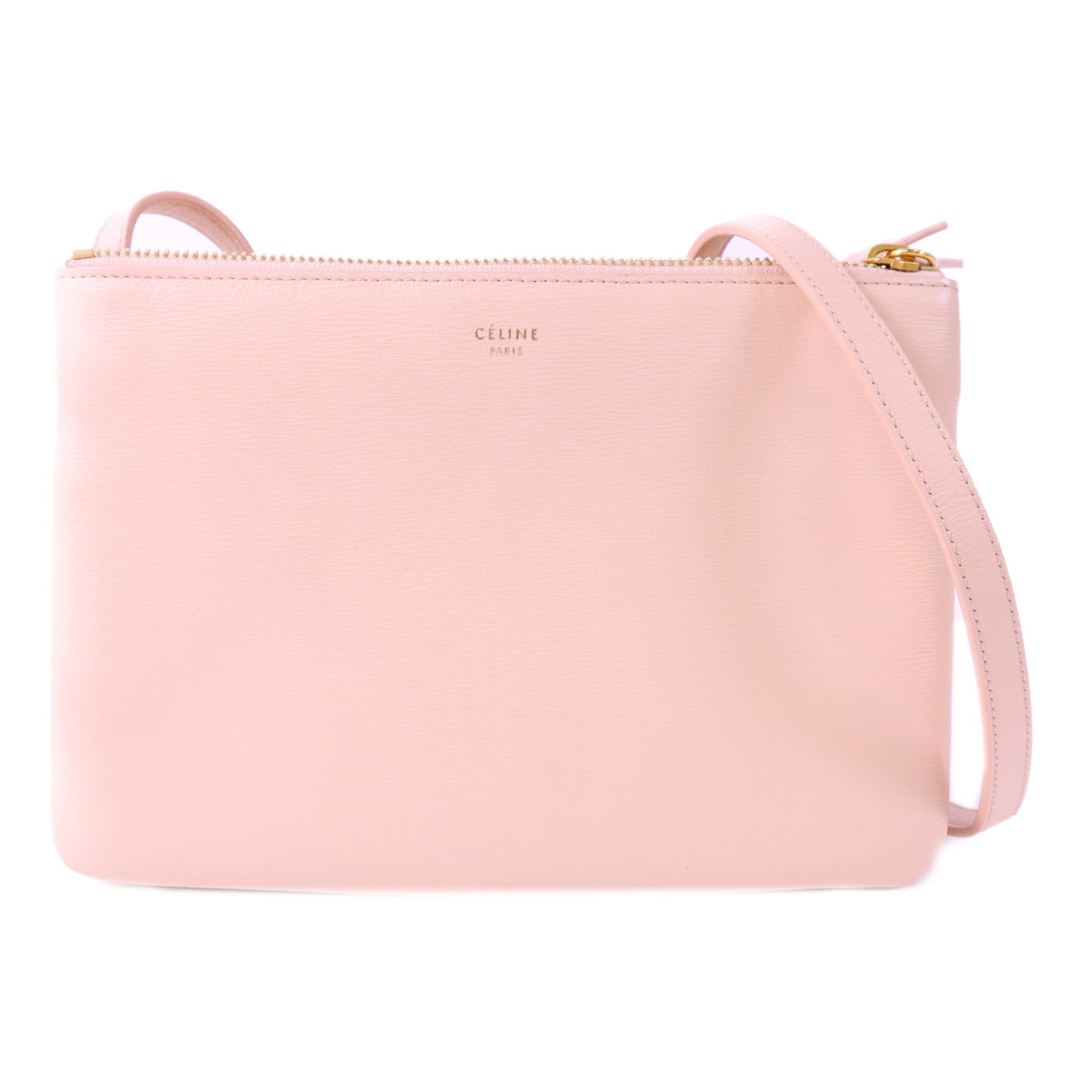 CELINE GHW Trio Shoulder Bag Calfskin Leather Pink