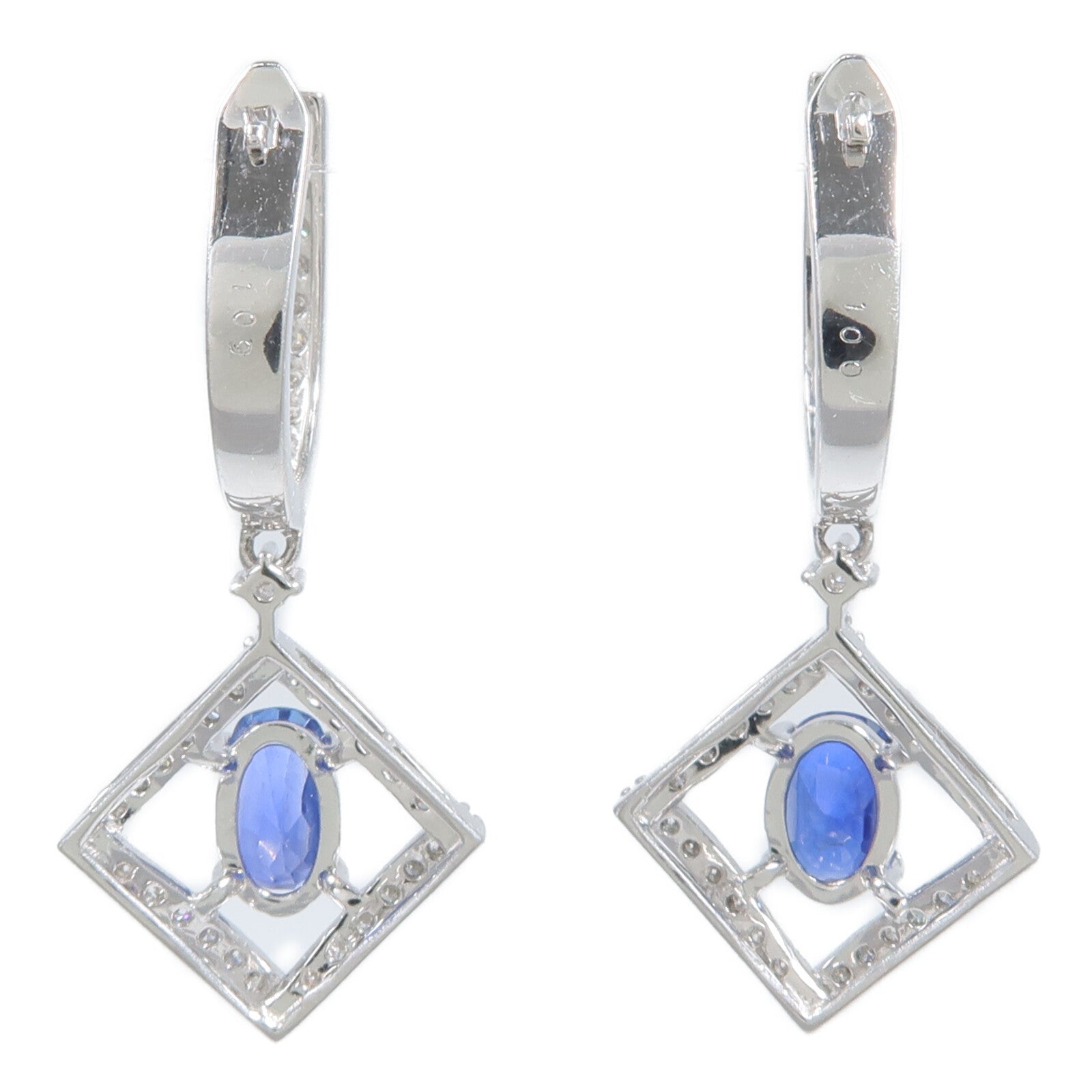 JEWELRY 18K白金Sapphire Diamond Earrings藍寶石/鑽石耳環
