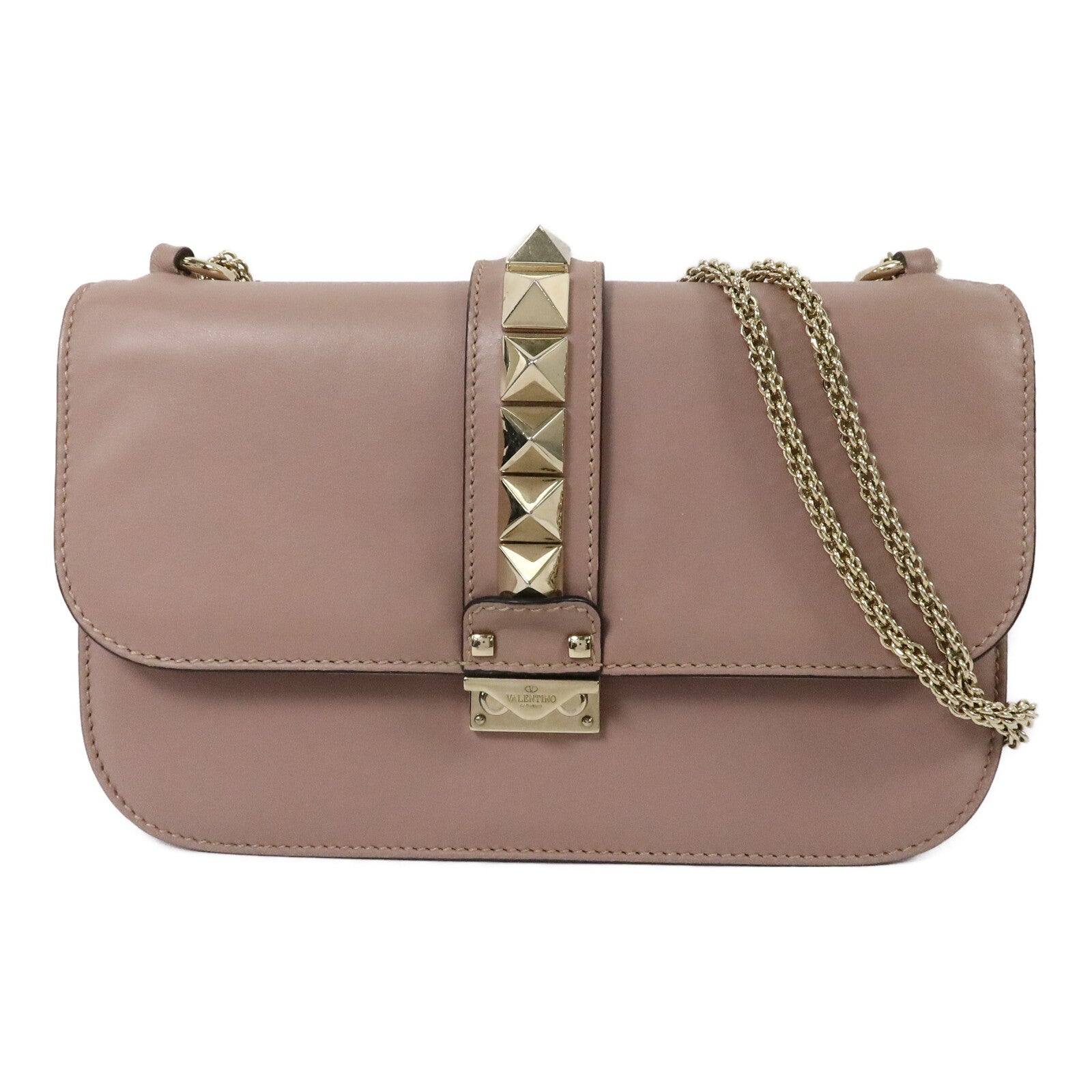 Valentino 牛皮皮革Garavani Glam Lock鏈帶手挽肩背兩用袋