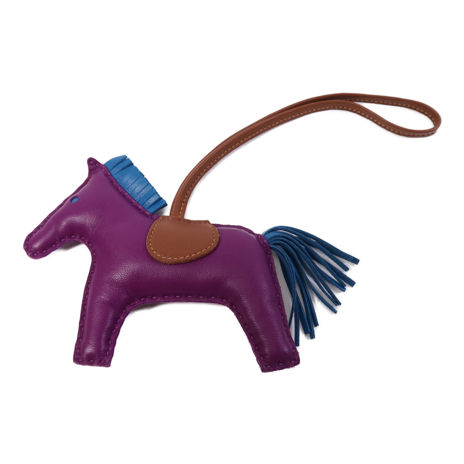 HERMES 【激減優惠】Milo皮革Rodeo MM掛飾Anemone/Bleu Izmir/Fauve