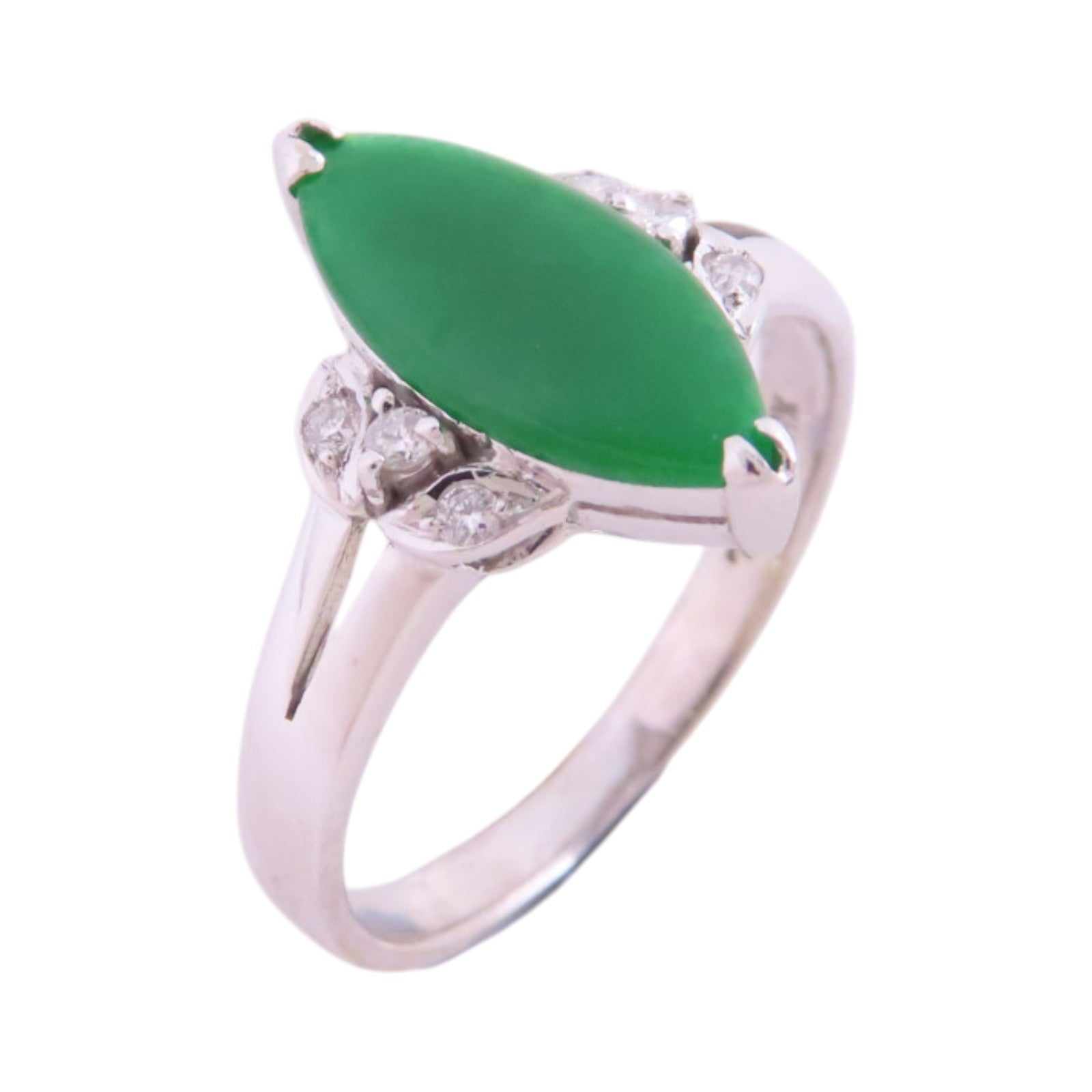JEWELRY 18K白金/翡翠/鑽石Jade Diamond Ring戒指US#6.5