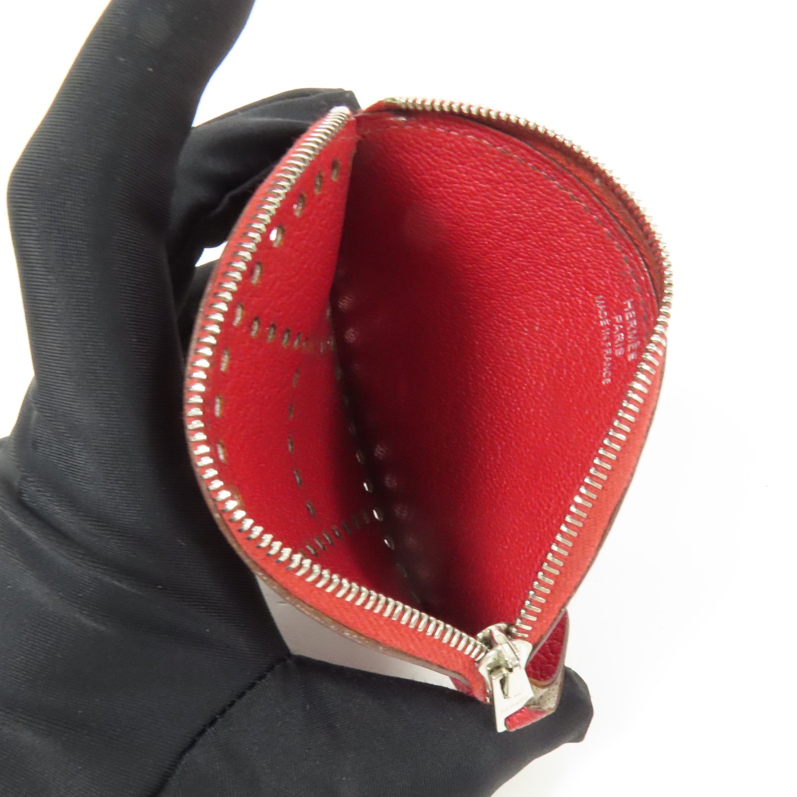 HERMES Chevre皮革Evelyne Coin Purse零錢包Red