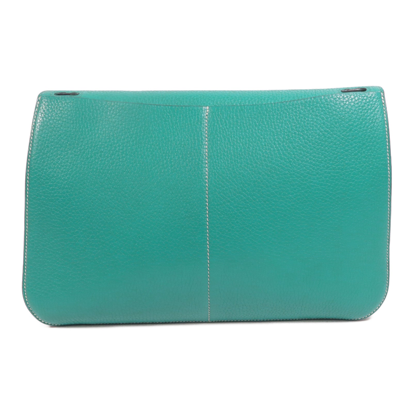 HERMES Clemence皮革Halzan 31手挽肩背兩用袋Bleu Paon