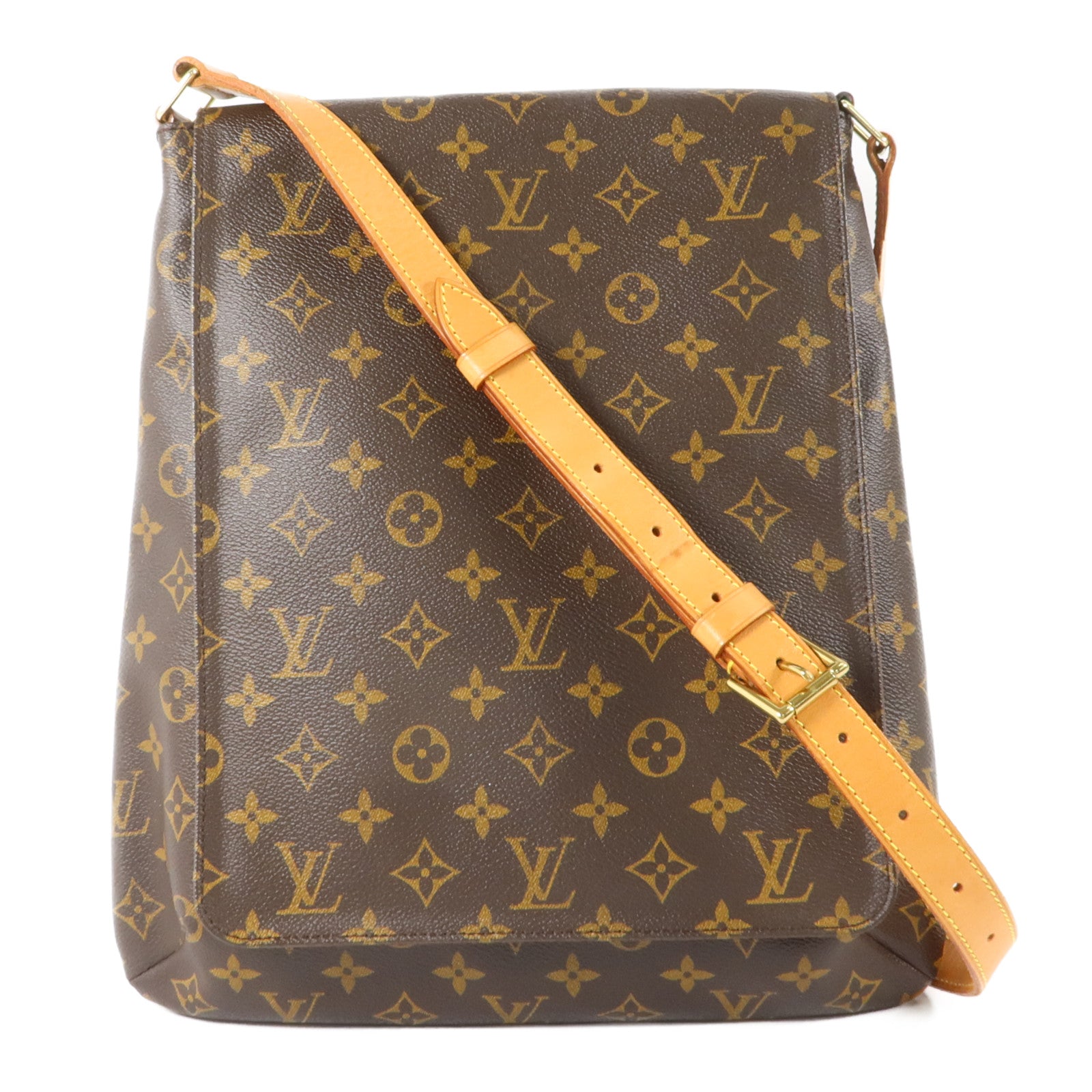 LOUIS VUITTON Monogram Musette Salsa金扣肩背袋棕色