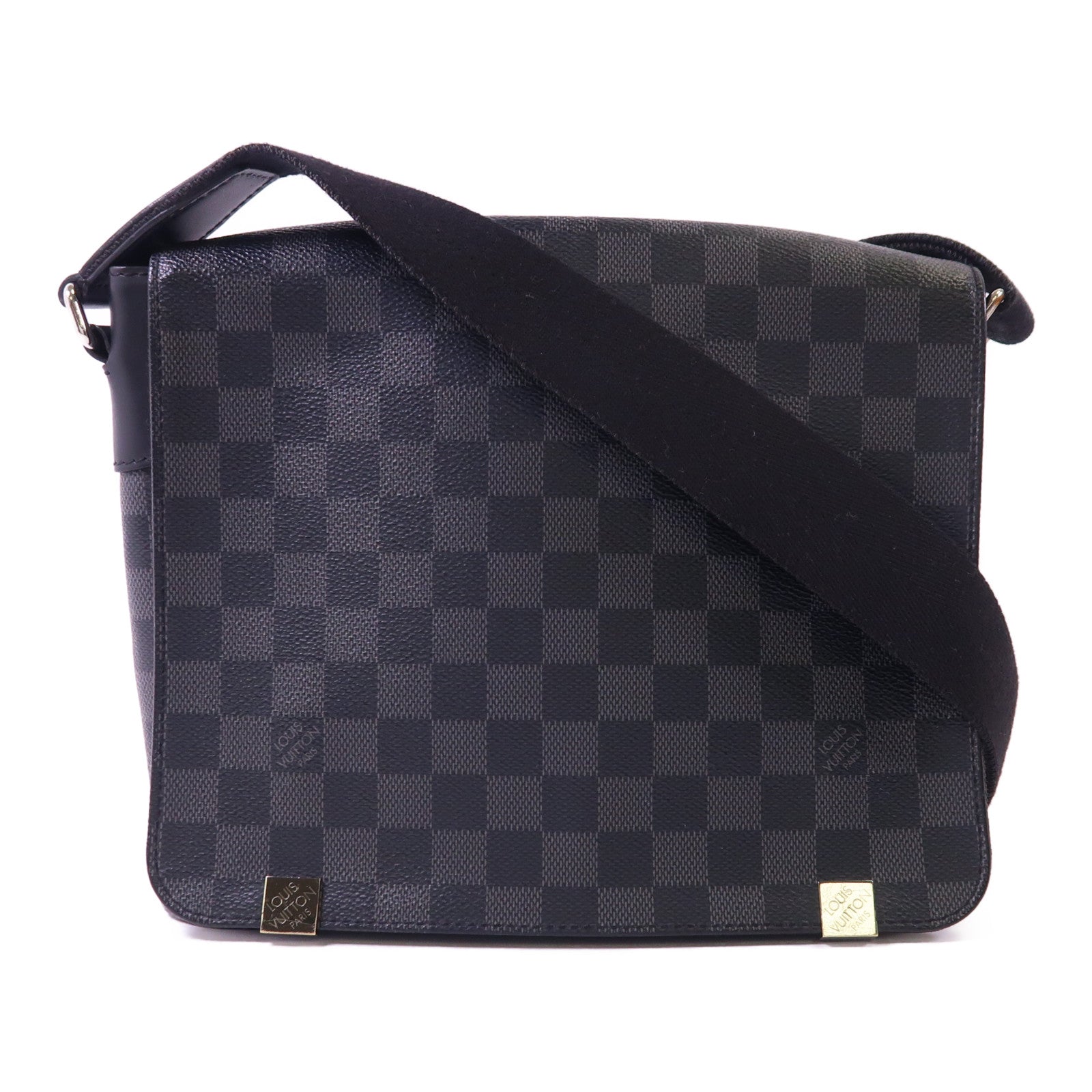 LOUIS VUITTON Damier Graphite Distrist PM銀扣肩背袋