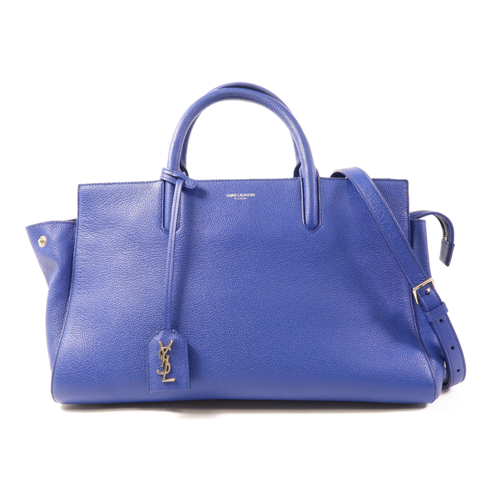 SAINT LAURENT 牛皮皮革Cabas Rive Gauche銀扣手挽肩背兩用袋