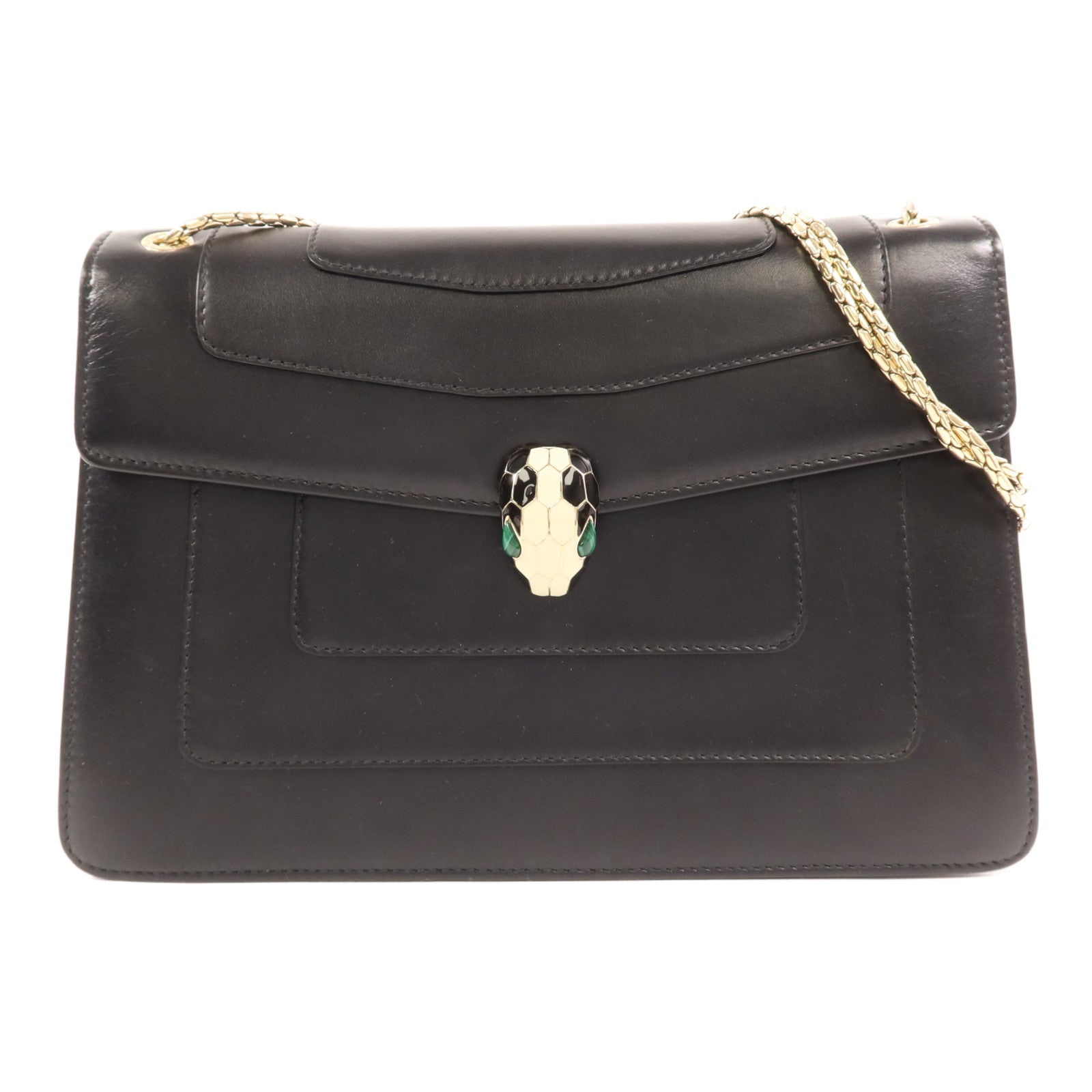 BVLGARI 牛皮皮革Serpenti Forever金扣鏈帶肩背袋