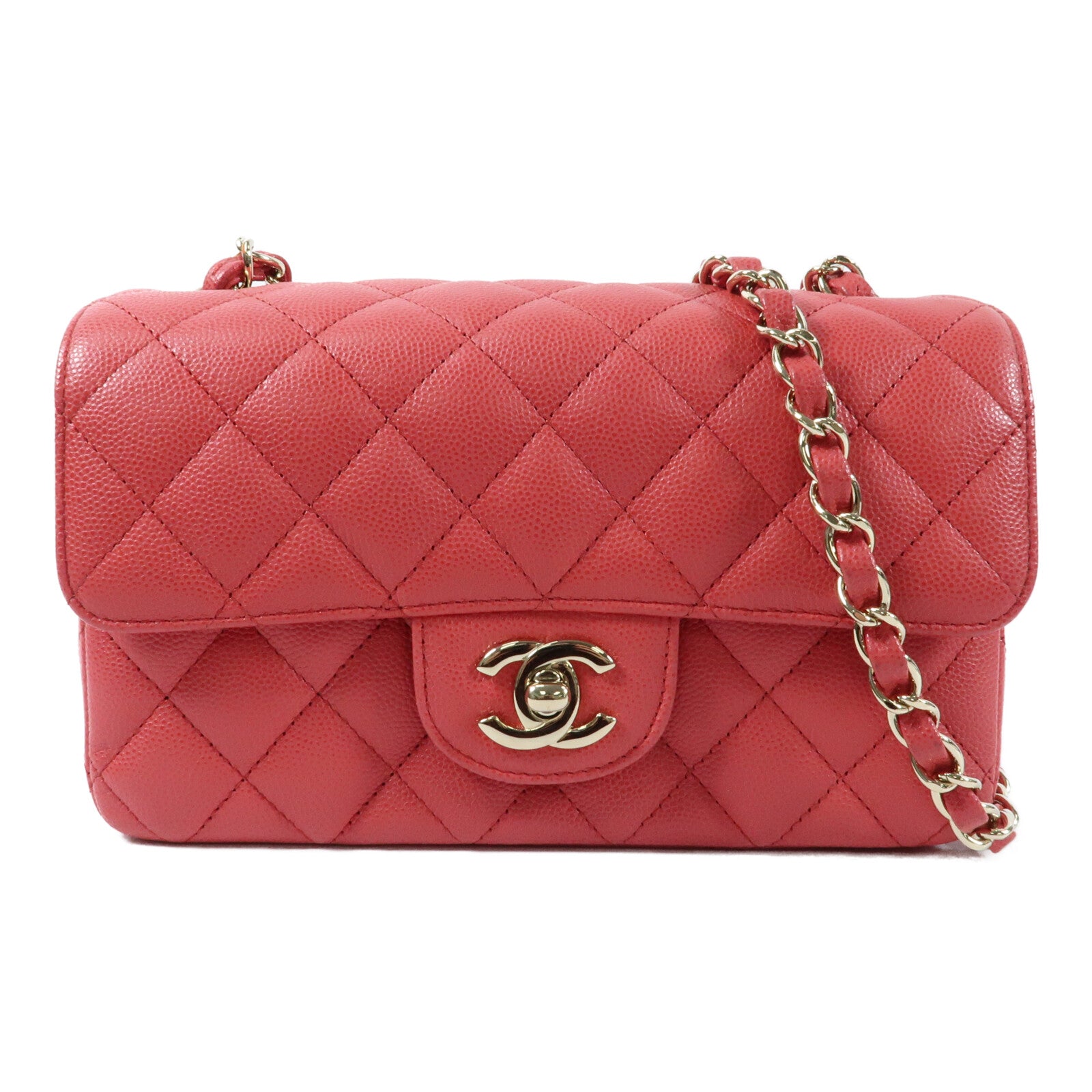 CHANEL 牛皮皮革Mini Classic 20金扣鏈帶肩背袋