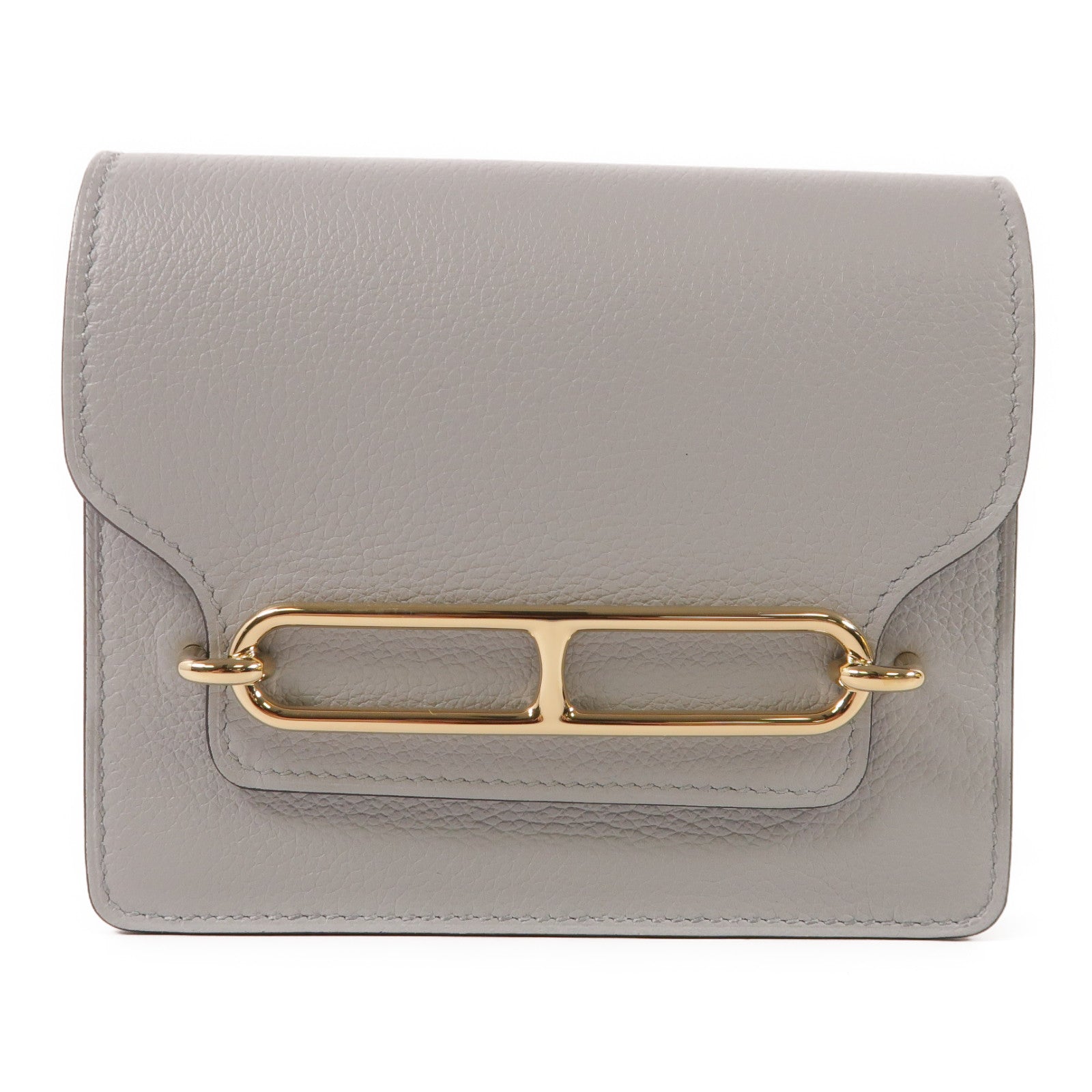 HERMES Evercolor皮革Roulis Silm金扣錢包08 Bleu Pale