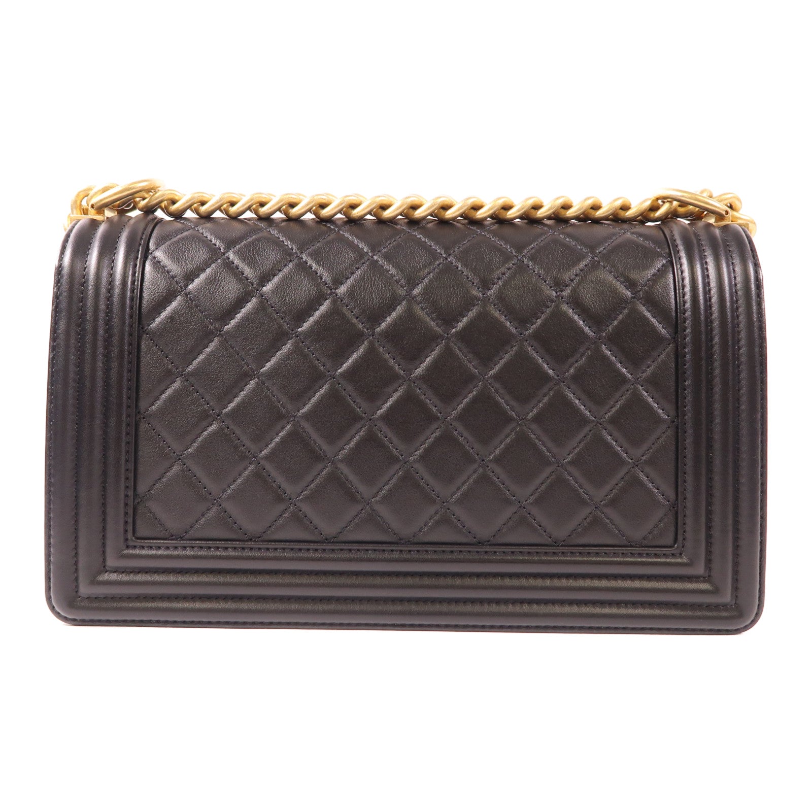 CHANEL CC GHW Boy 25 Shoulder Bag A67086 Calfkin Leather Black