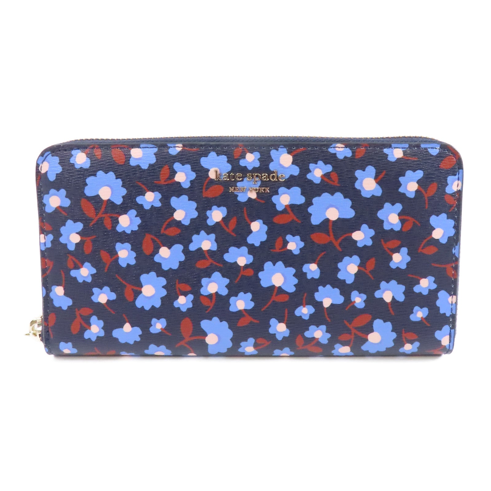 Kate Spade (PRICE DOWN) GHW Zipped Long Wallet Coated Canvas Blue