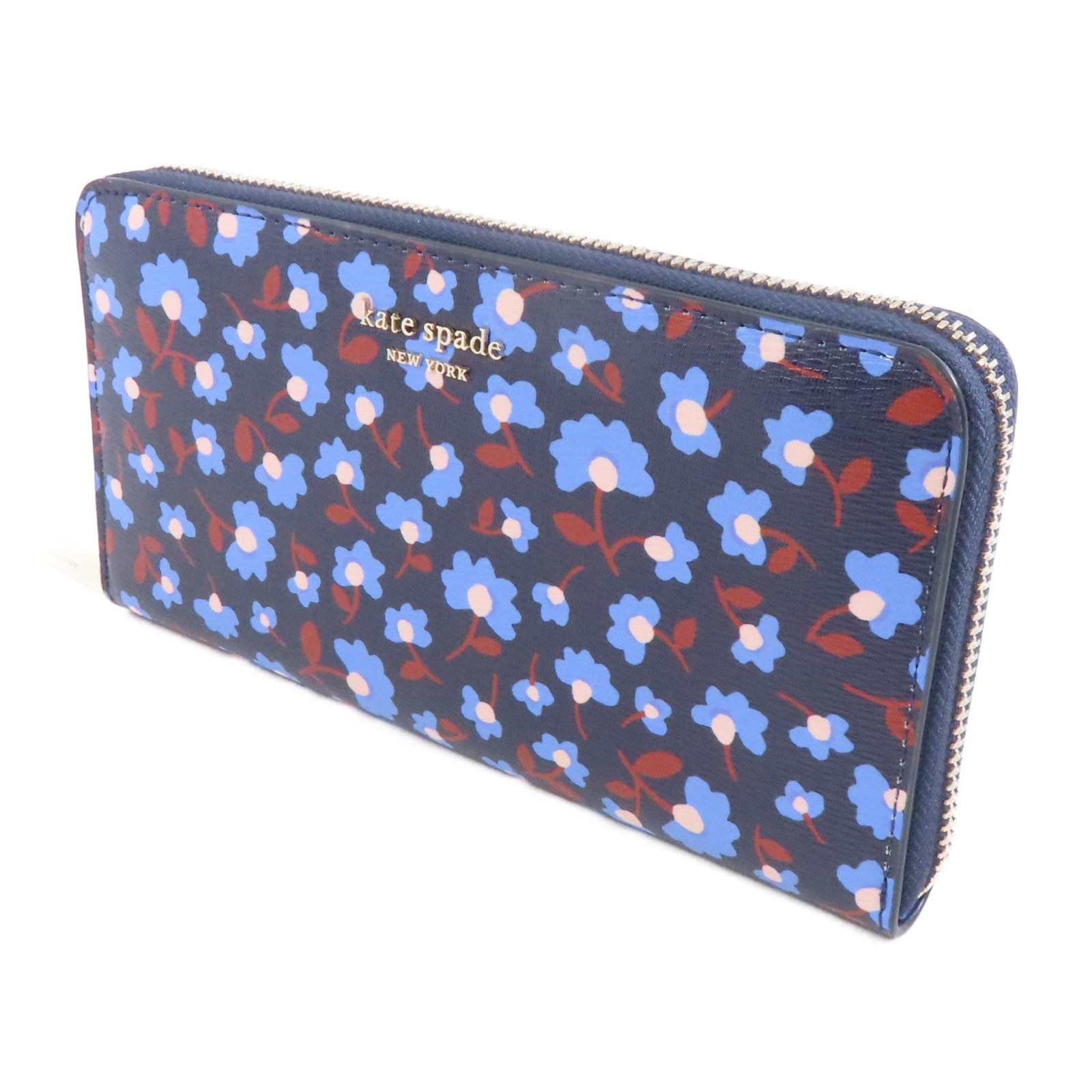 Kate Spade 【激減優惠】塗層帆布Zipped Long Wallet金扣長錢包藍色