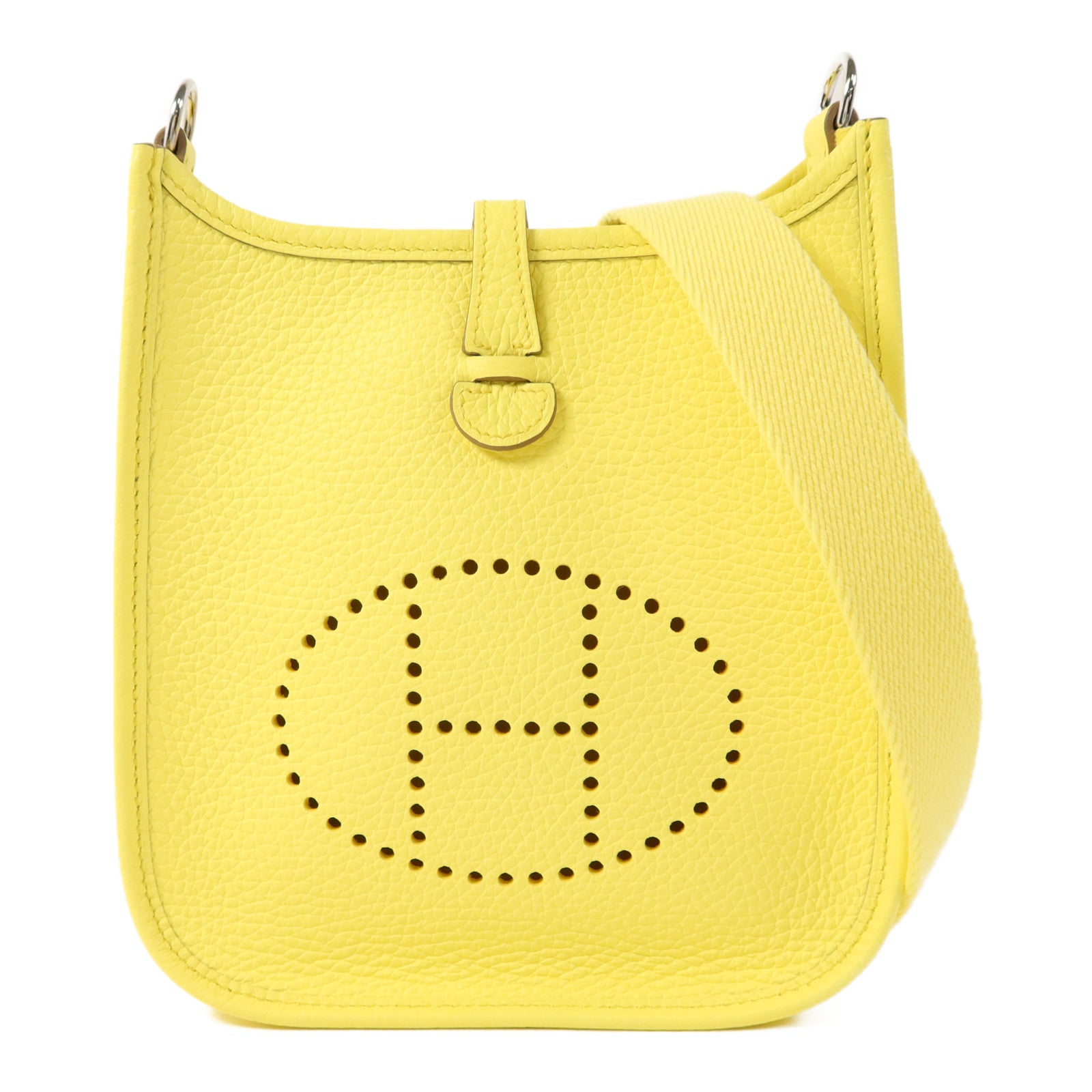 HERMES Clemence皮革Evelyne TPM銀扣肩背袋Lime