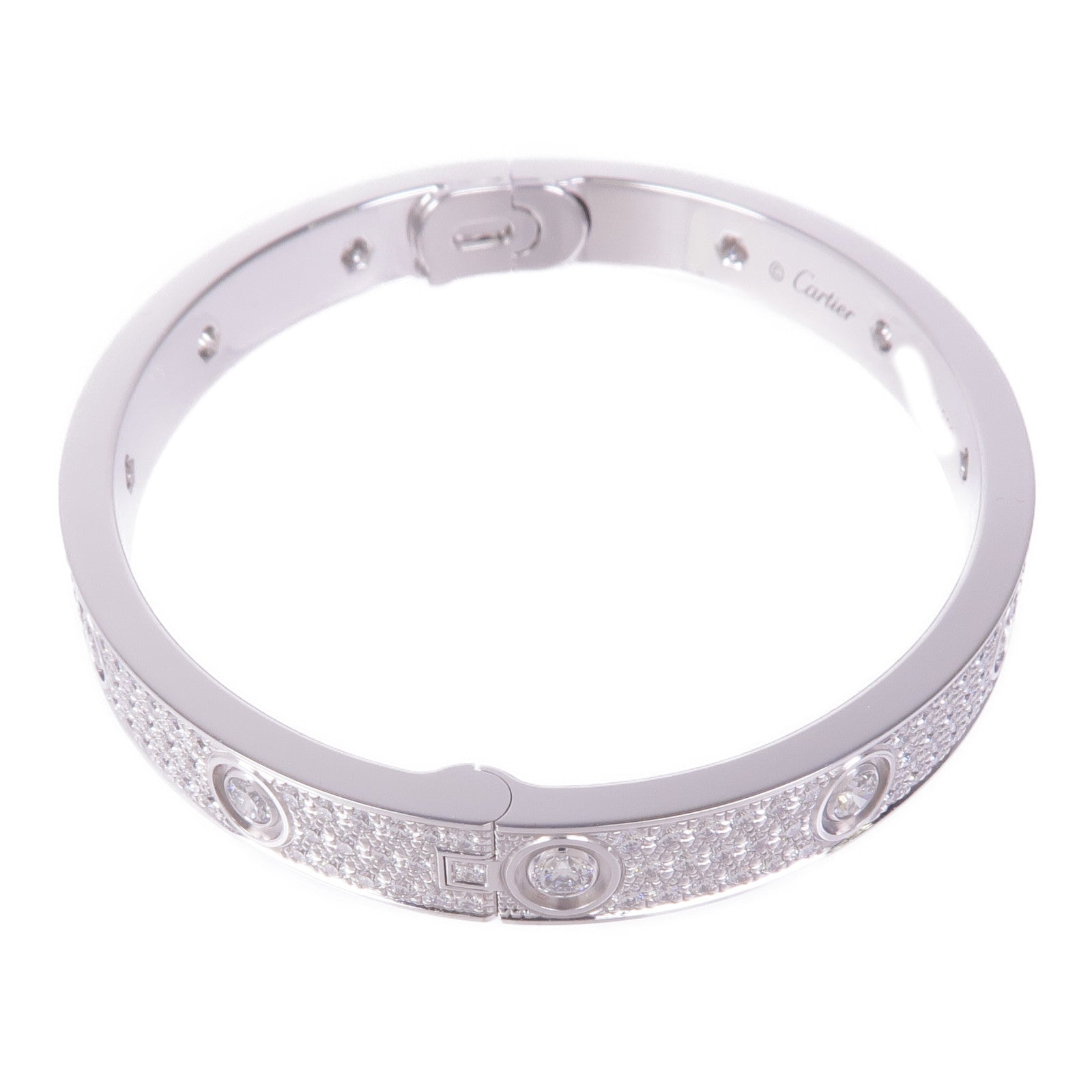 CARTIER 18K白金Love Blaceret Full Diamond Bracelet鑽石手鐲Cartier#17