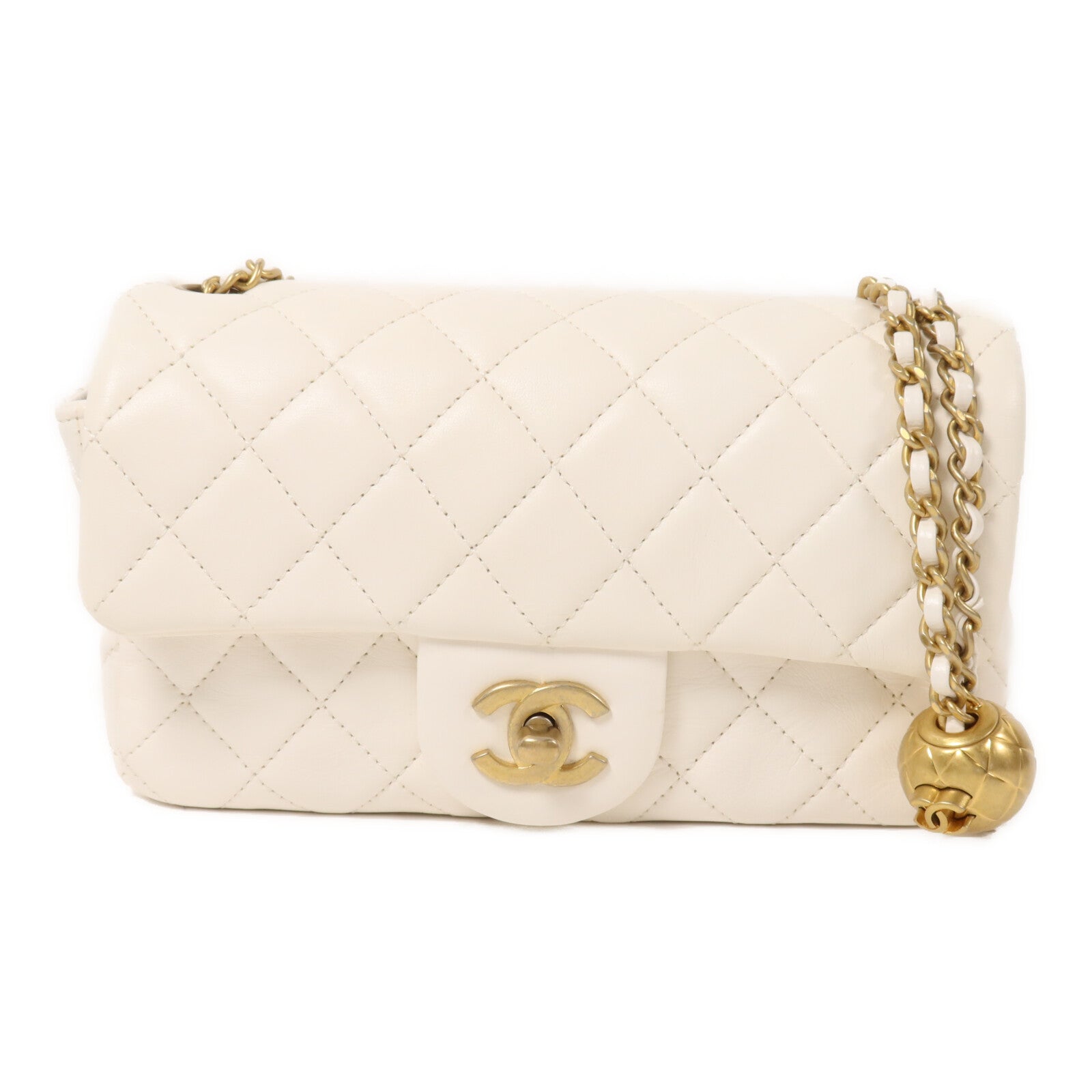 CHANEL 羊皮皮革Classic 20 Gold Ball鏈帶肩背袋