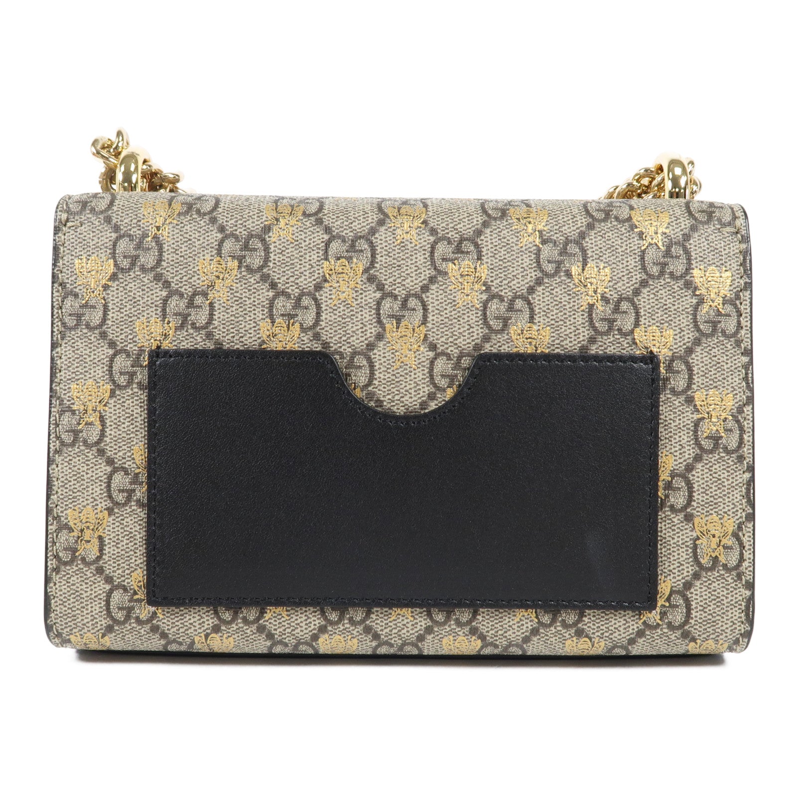 GUCCI 牛皮皮革PVC Padlock GG Chain Shoulder金扣鏈帶肩背袋